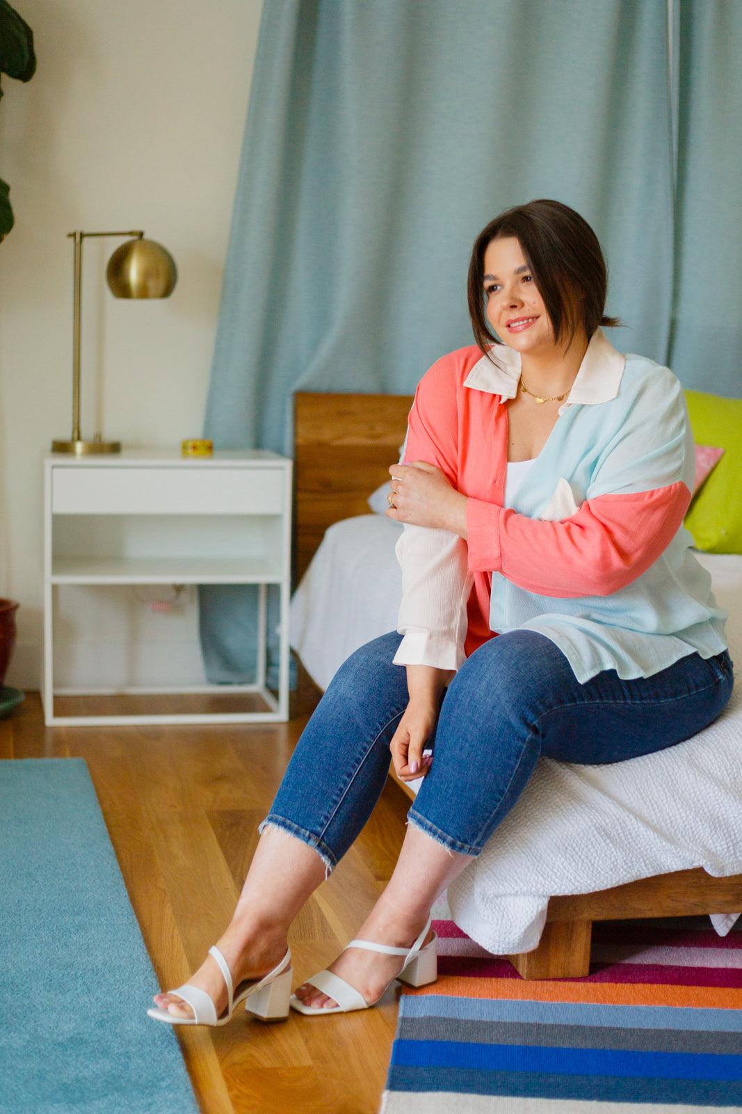 Capture The Day Two Toned Button Up - Waverly Paige Boutique