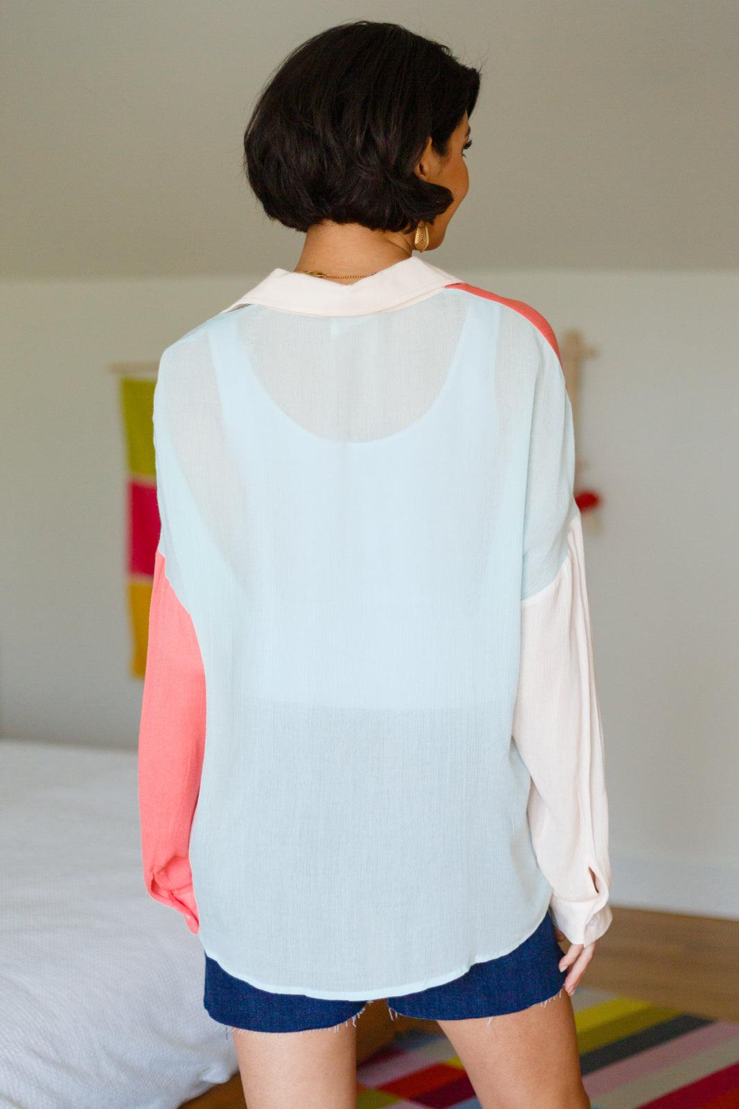 Capture The Day Two Toned Button Up - Waverly Paige Boutique