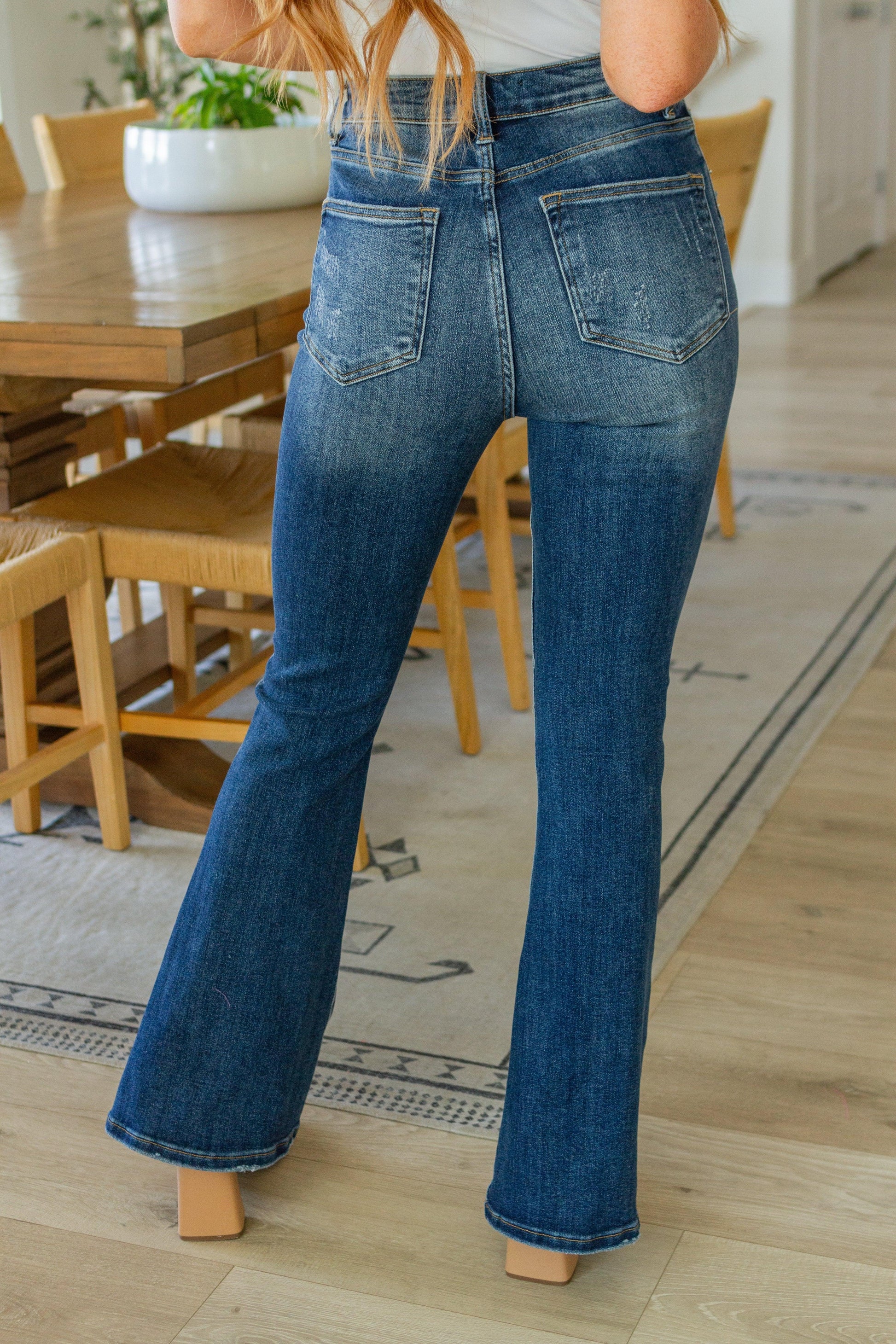 Carina High Rise Vintage Wash Flare Jeans - Waverly Paige Boutique