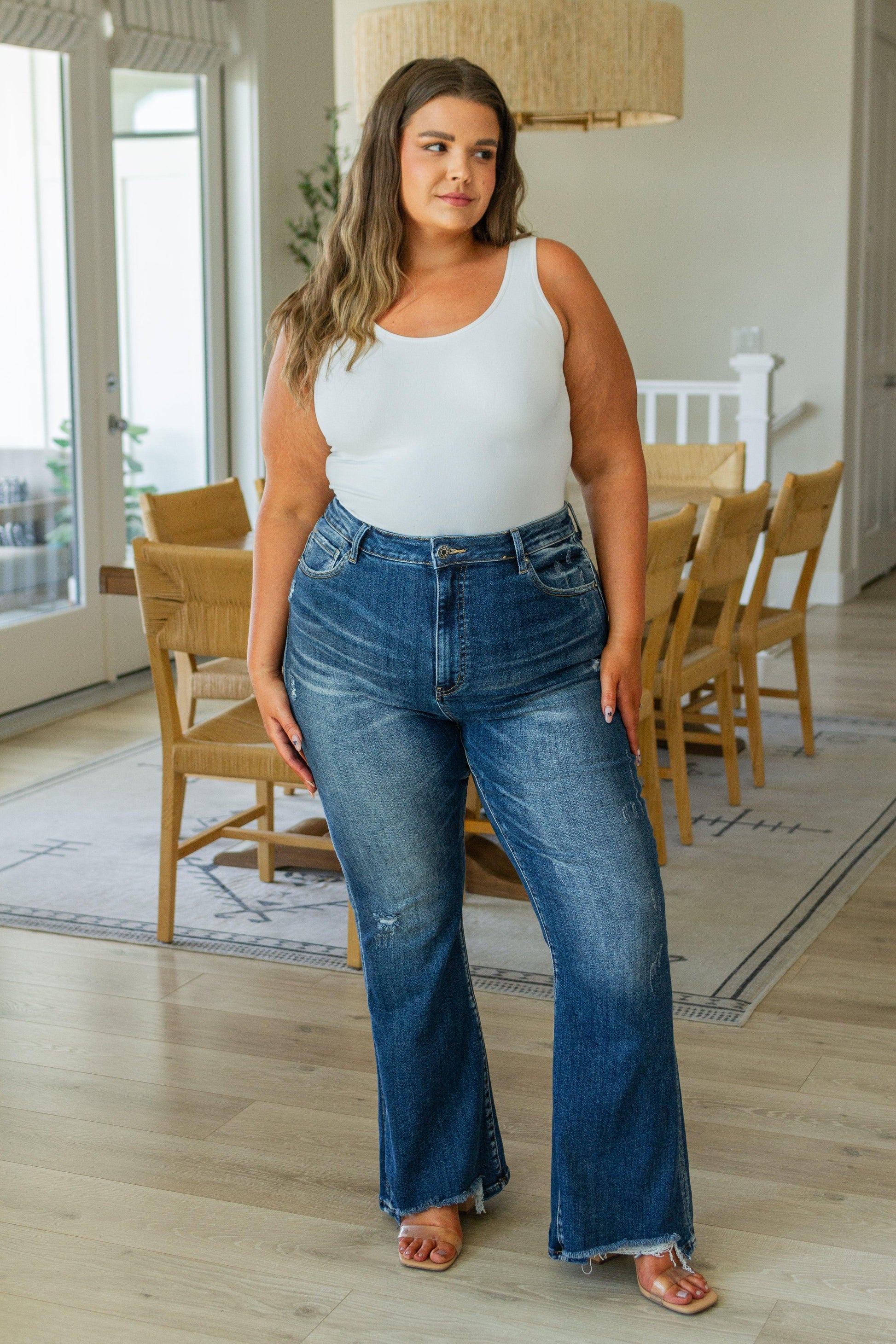 Carina High Rise Vintage Wash Flare Jeans - Waverly Paige Boutique