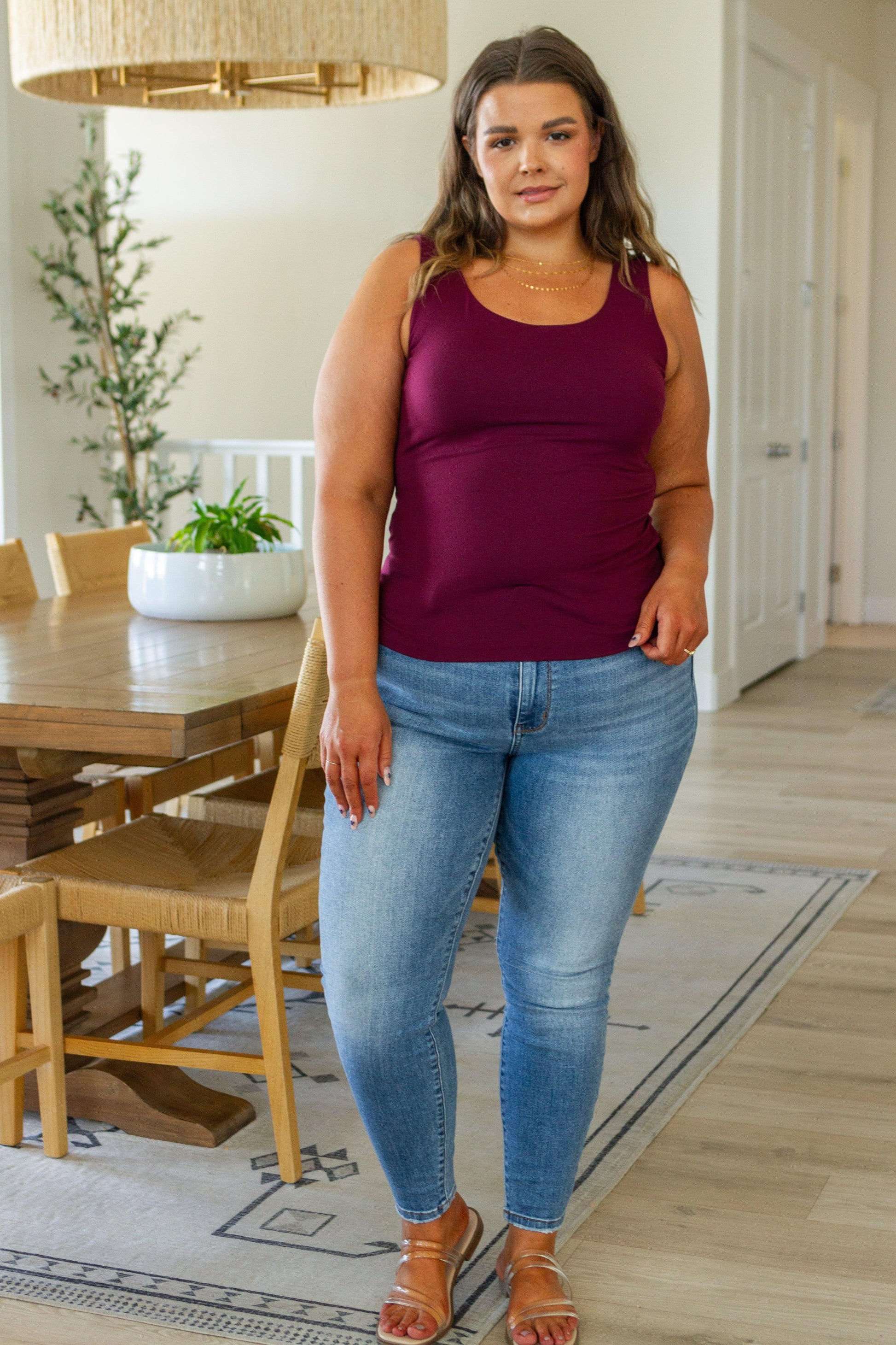 Casual But Cool Tank in Burgundy - Waverly Paige Boutique