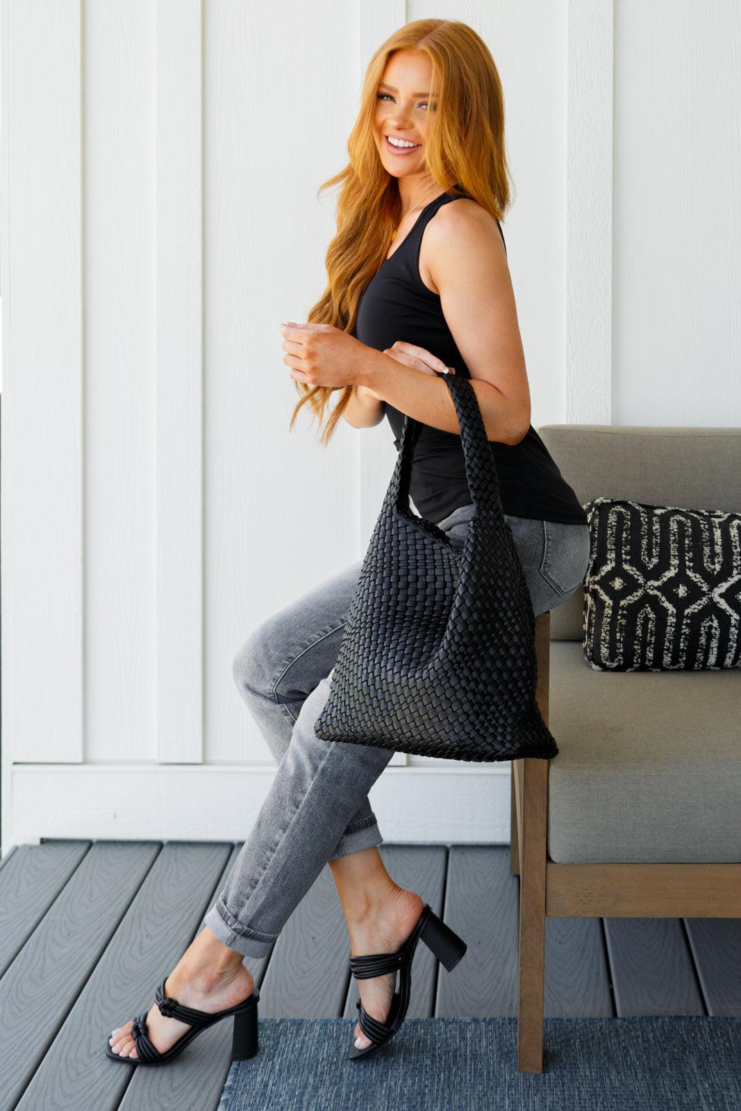 Daily Essential Notched Ribbed Tank in Black - Waverly Paige Boutique