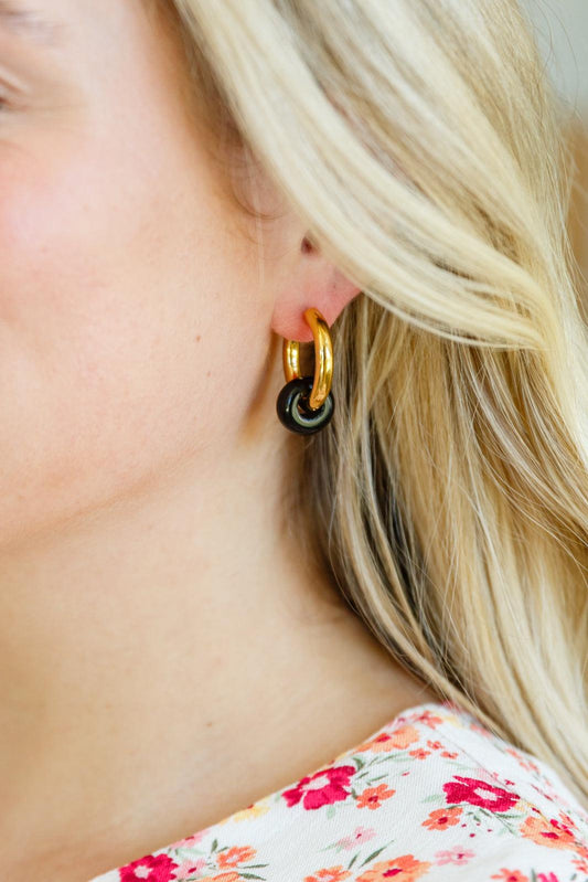 Dark Drops Beaded Huggie Earrings - Waverly Paige Boutique