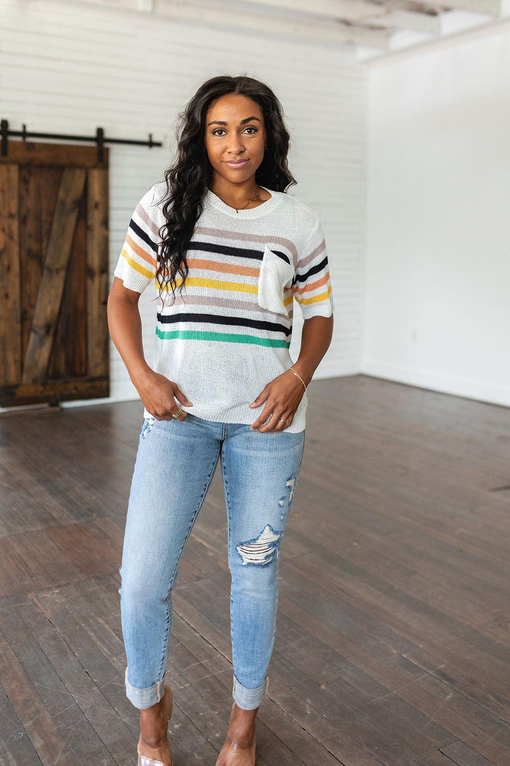 Derby Nights Retro Striped Top - Waverly Paige Boutique