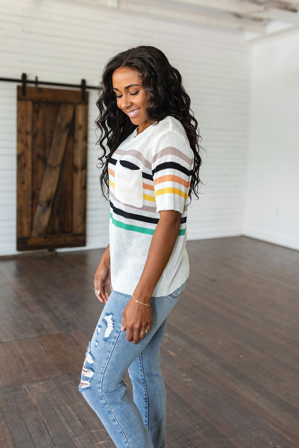 Derby Nights Retro Striped Top - Waverly Paige Boutique