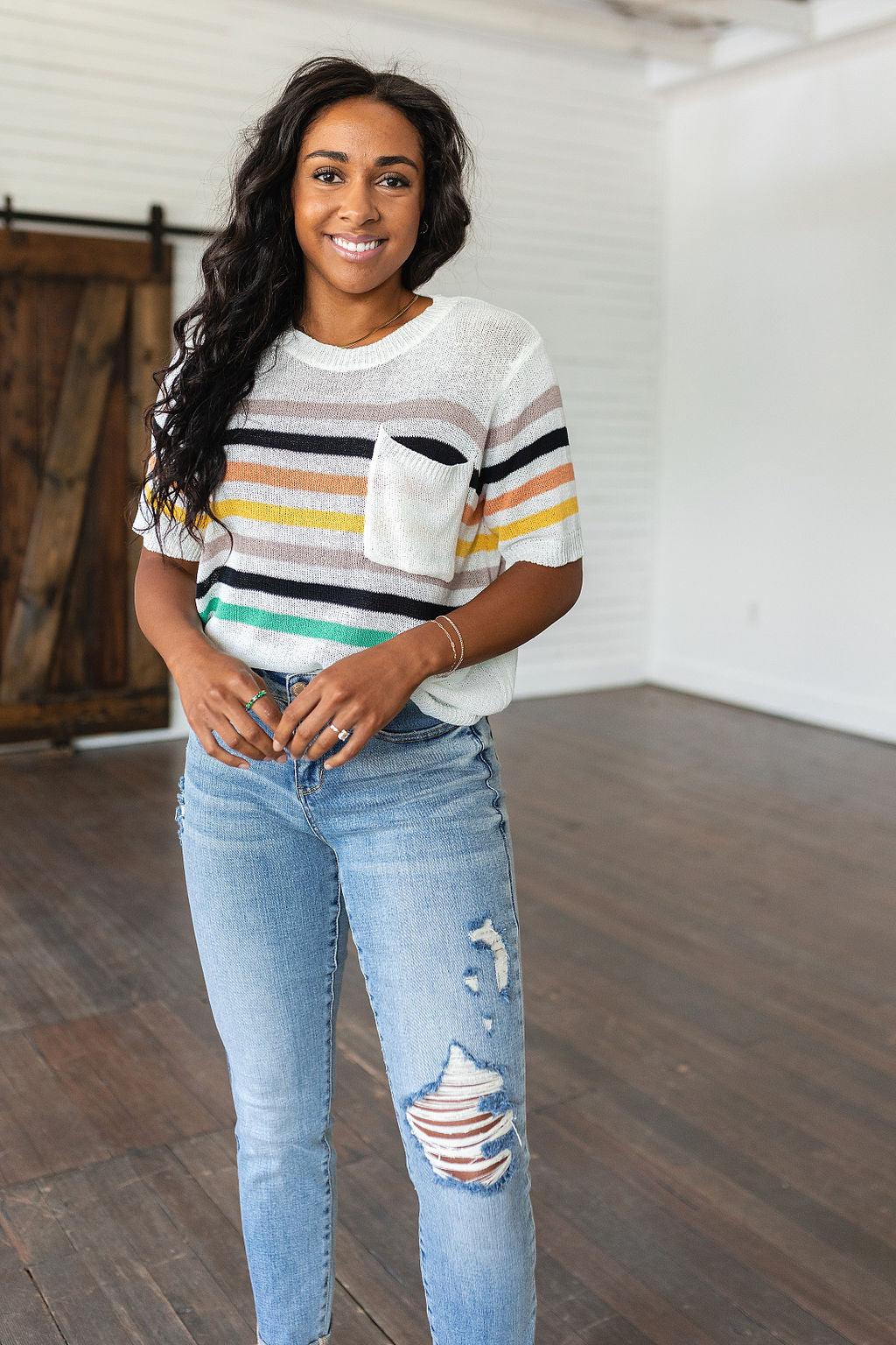 Derby Nights Retro Striped Top - Waverly Paige Boutique