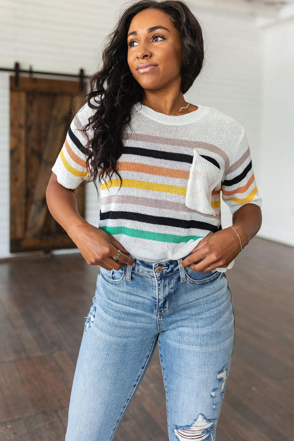 Derby Nights Retro Striped Top - Waverly Paige Boutique