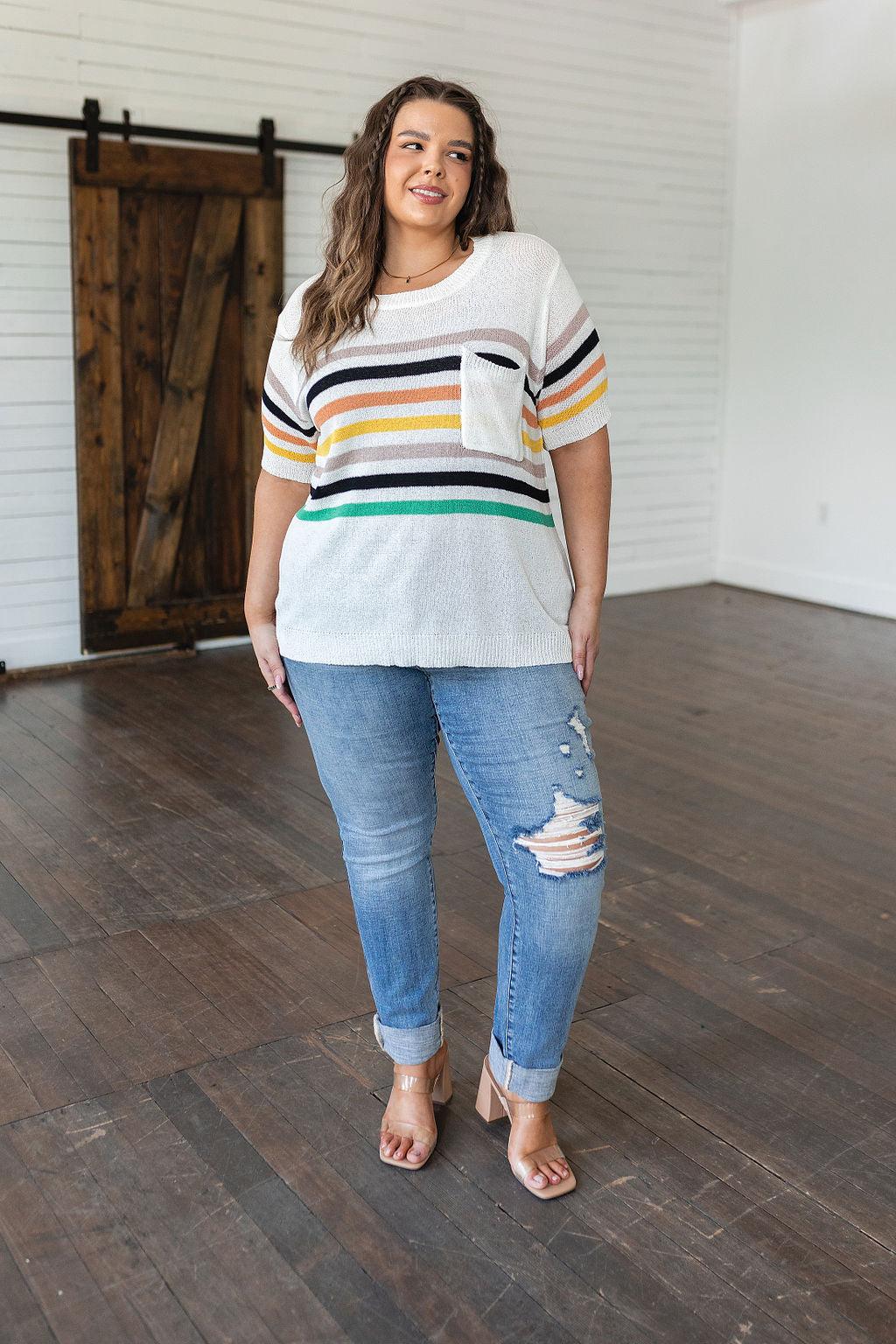 Derby Nights Retro Striped Top - Waverly Paige Boutique