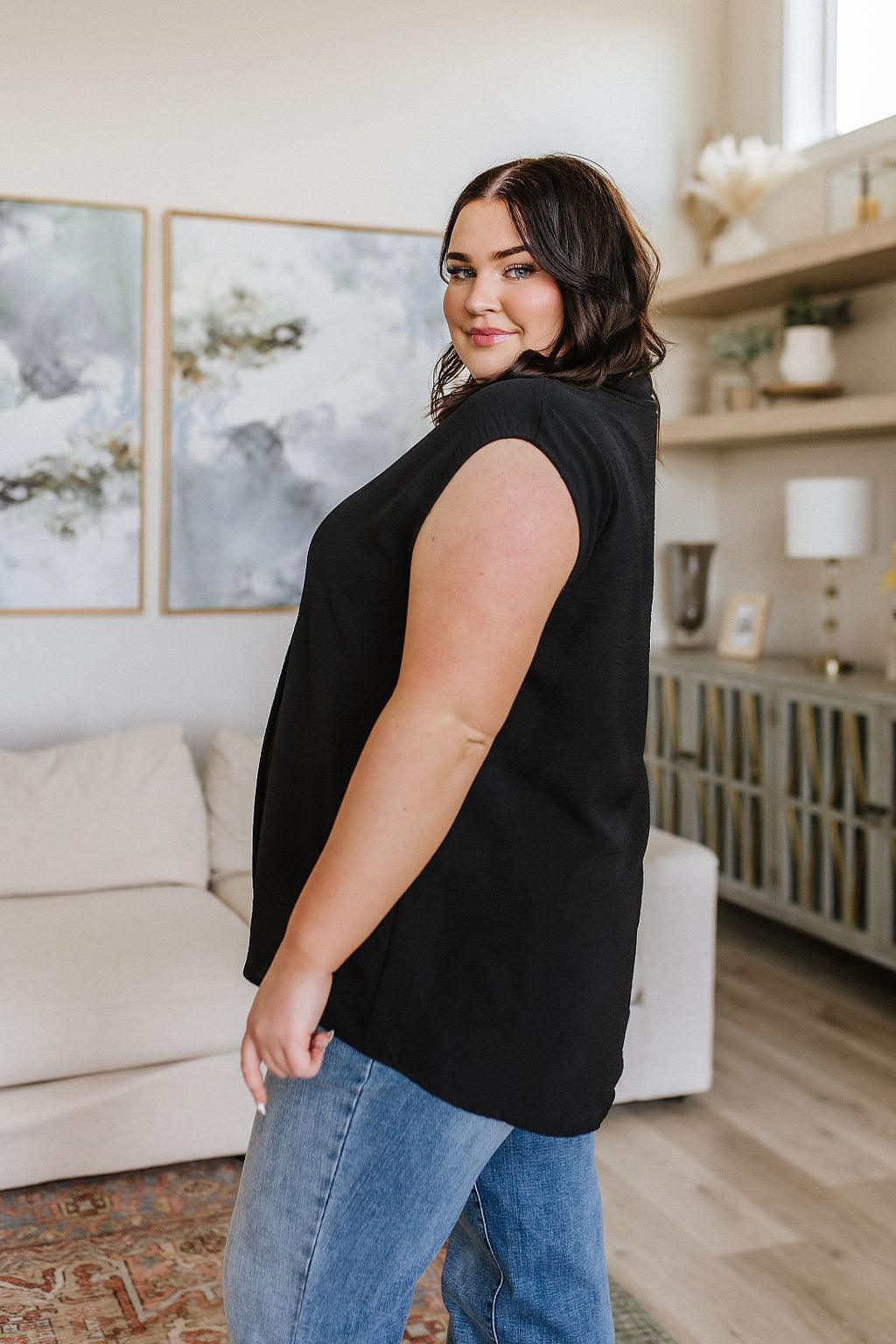 Elevate Everyday Blouse in Black - Waverly Paige Boutique