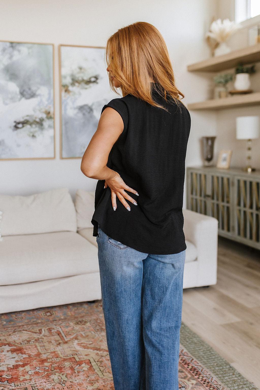 Elevate Everyday Blouse in Black - Waverly Paige Boutique