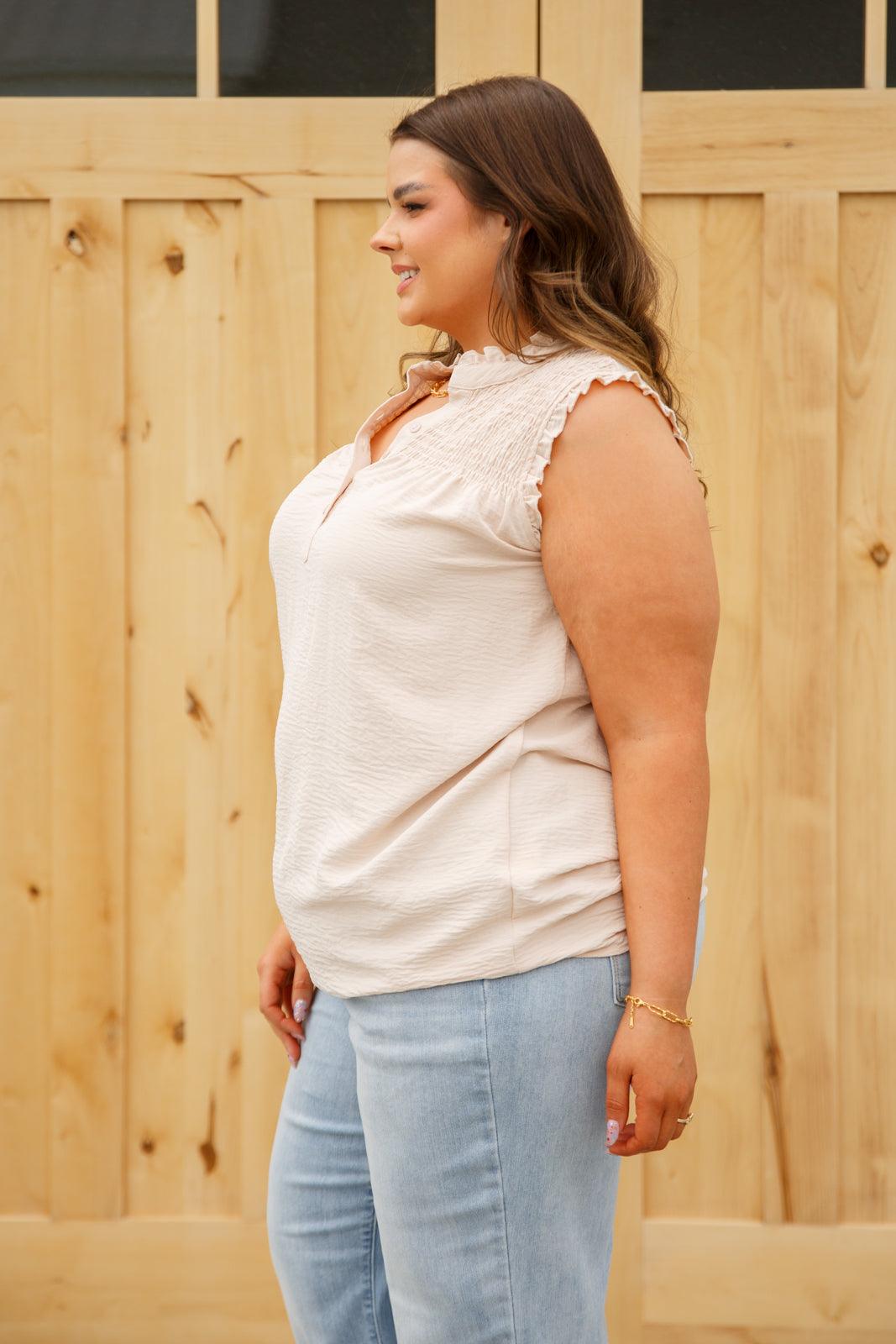 Feeling Fine Ruffle Detail Blouse - Waverly Paige Boutique