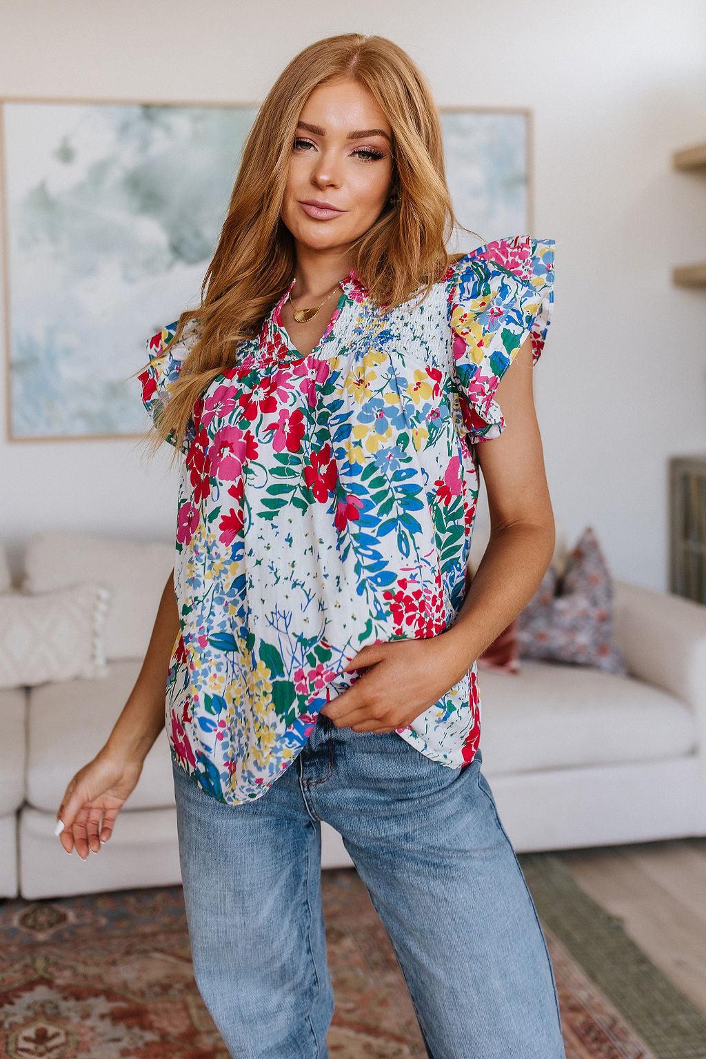 Floral Impressions Blouse - Waverly Paige Boutique