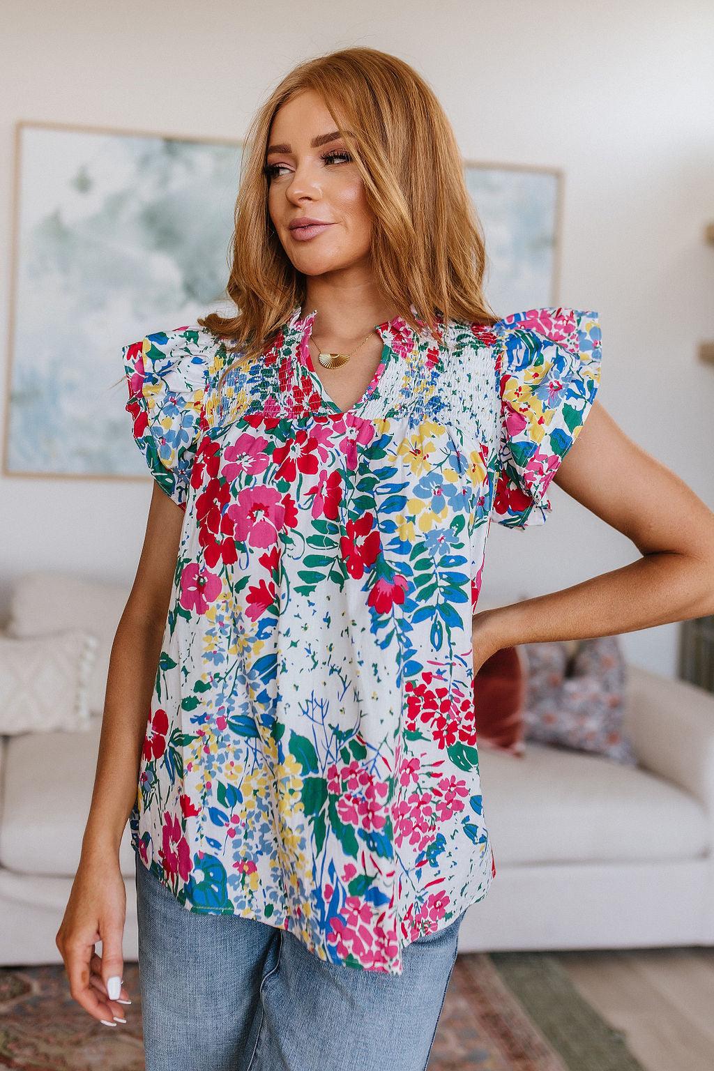 Floral Impressions Blouse - Waverly Paige Boutique