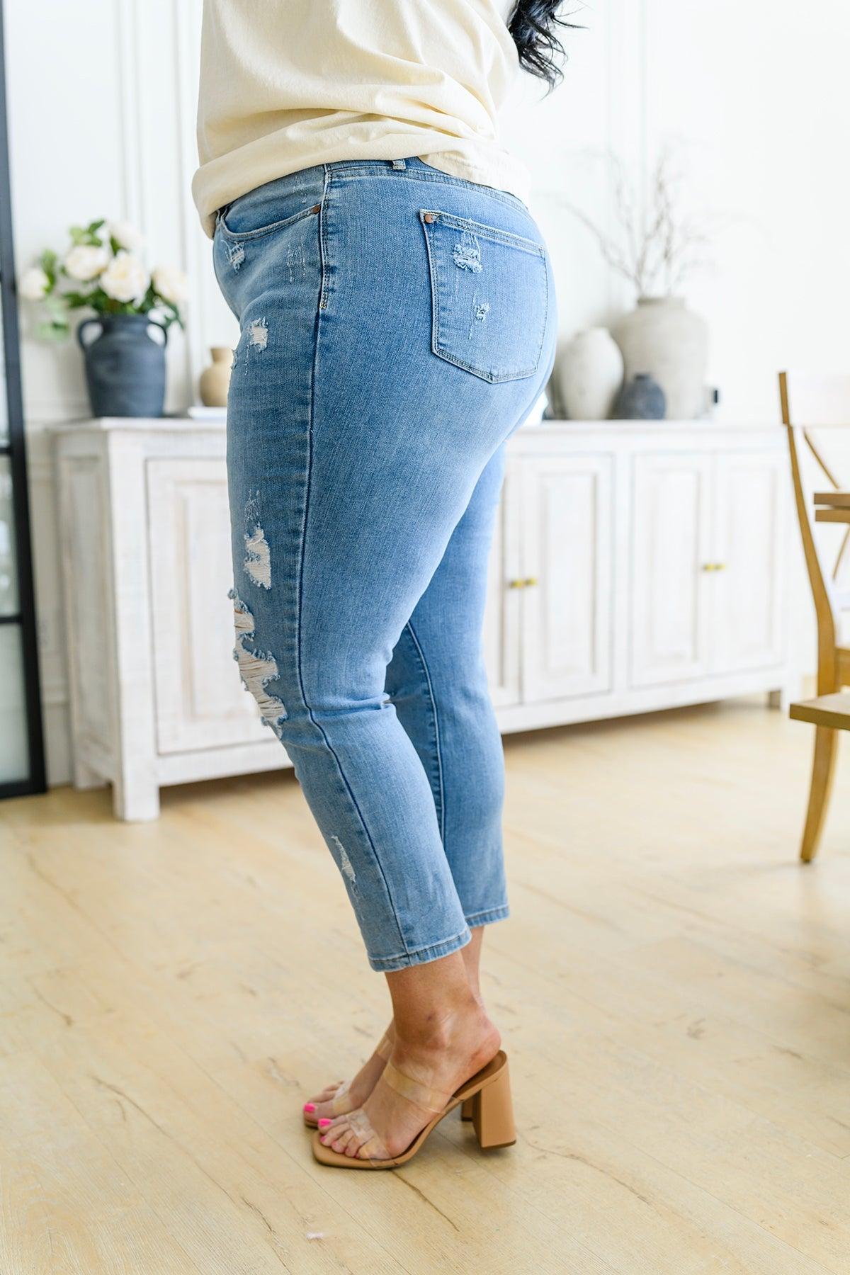 Florence High Waist Destroyed Boyfriend Jeans - Waverly Paige Boutique