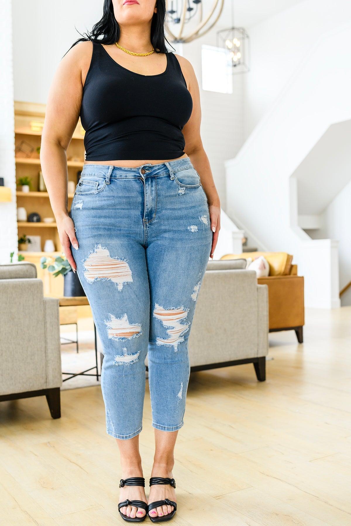 Florence High Waist Destroyed Boyfriend Jeans - Waverly Paige Boutique