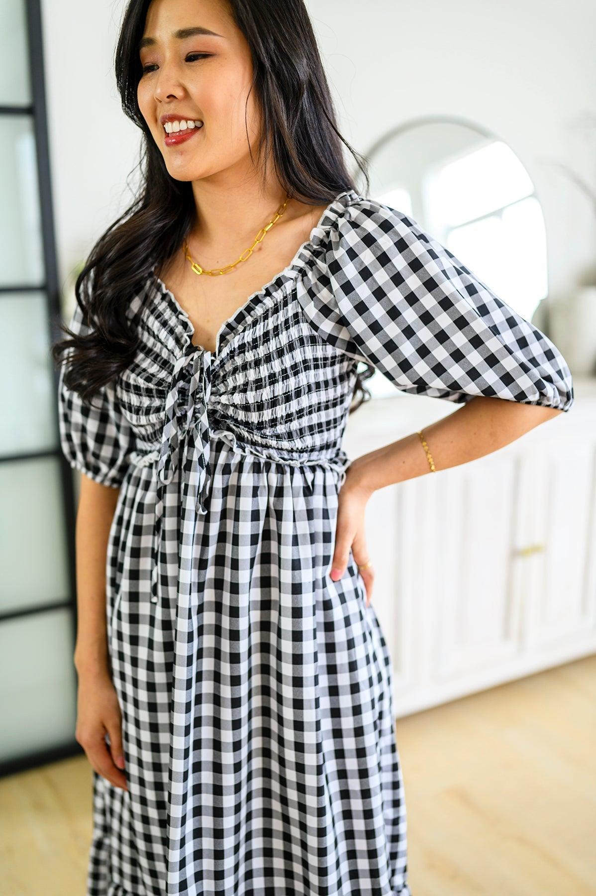 Greenville Gingham Midi Dress - Waverly Paige Boutique