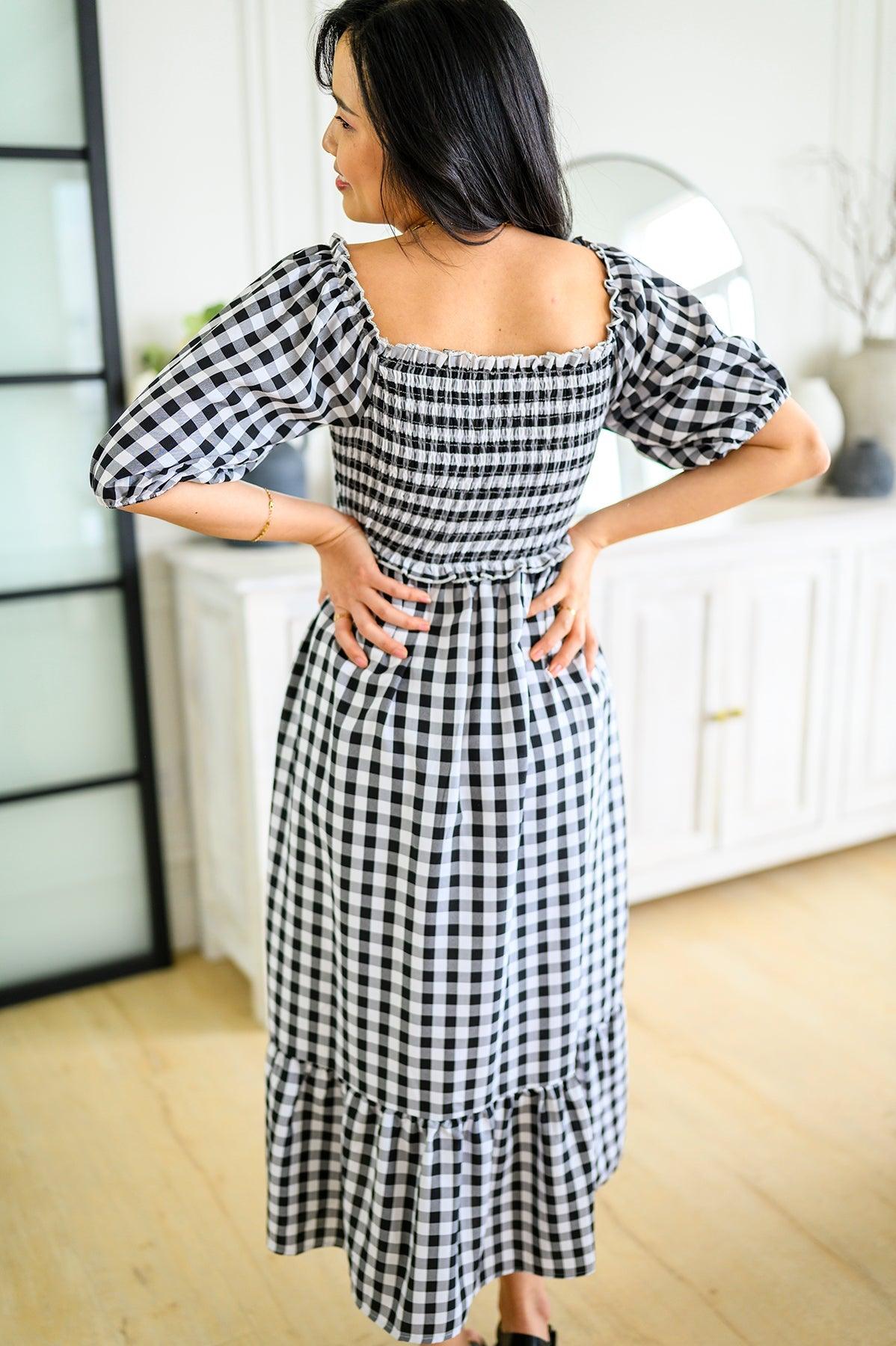 Greenville Gingham Midi Dress - Waverly Paige Boutique