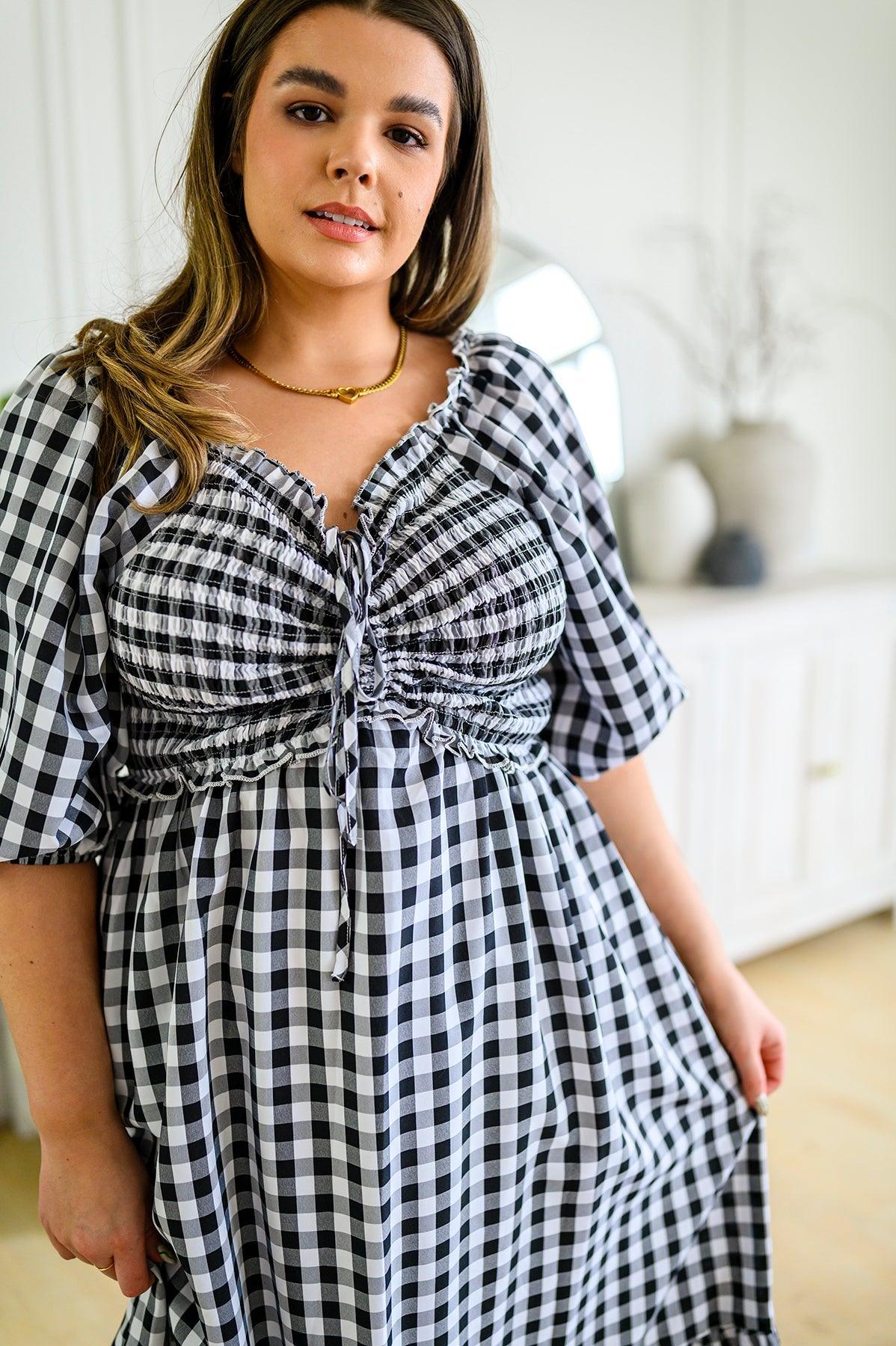 Greenville Gingham Midi Dress - Waverly Paige Boutique