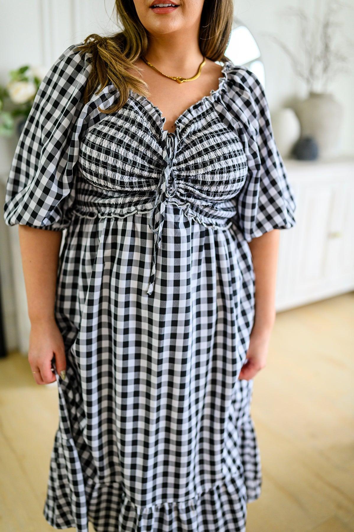 Greenville Gingham Midi Dress - Waverly Paige Boutique