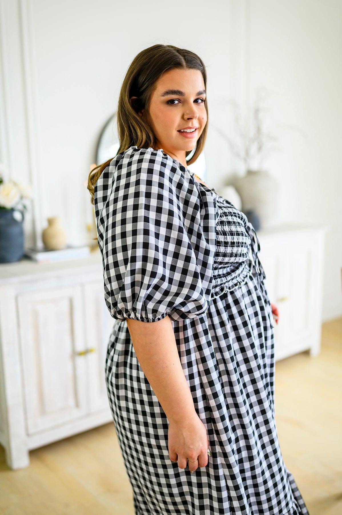 Greenville Gingham Midi Dress - Waverly Paige Boutique