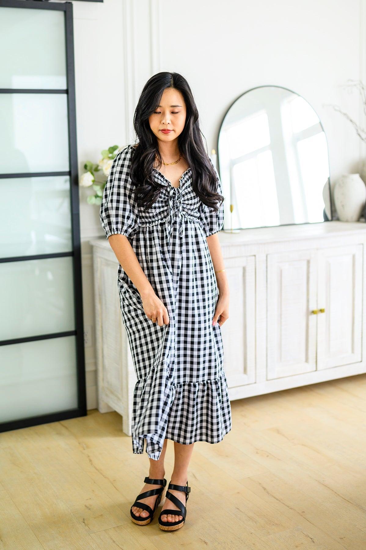Greenville Gingham Midi Dress - Waverly Paige Boutique