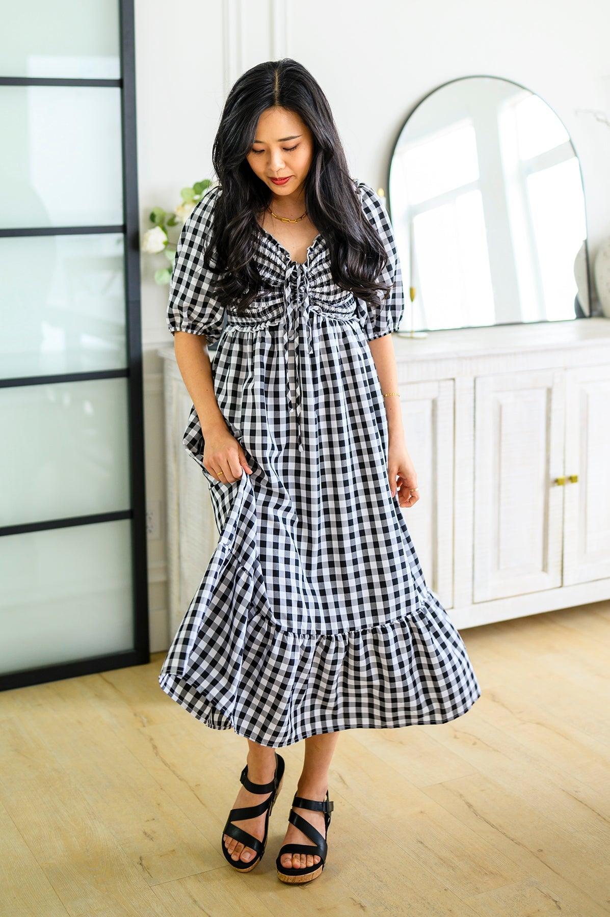 Greenville Gingham Midi Dress - Waverly Paige Boutique