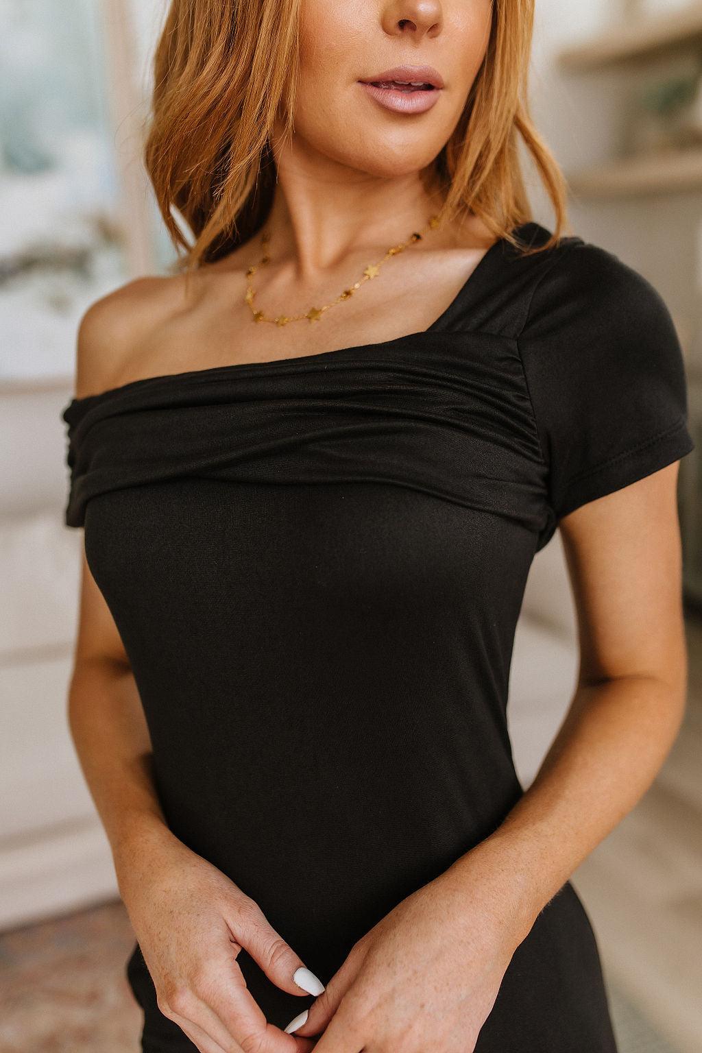 Head Over Heels Asymmetrical Neckline Dress - Waverly Paige Boutique