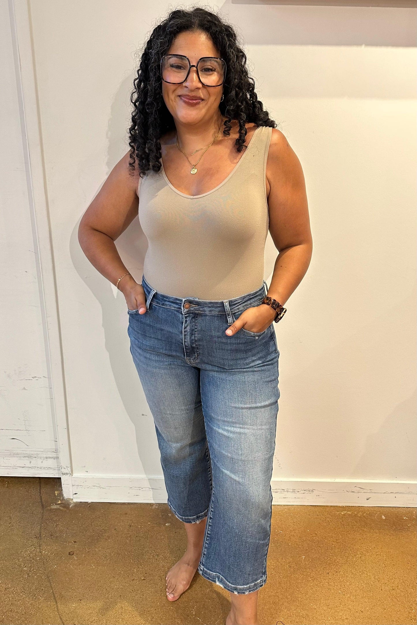 Betty High Rise Vintage Wash Wide Leg Crop Jeans - Waverly Paige Boutique