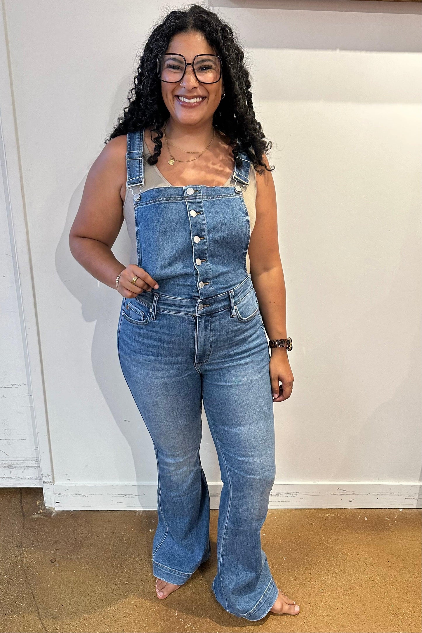 Izzy Control Top Retro Flare Overalls - Waverly Paige Boutique