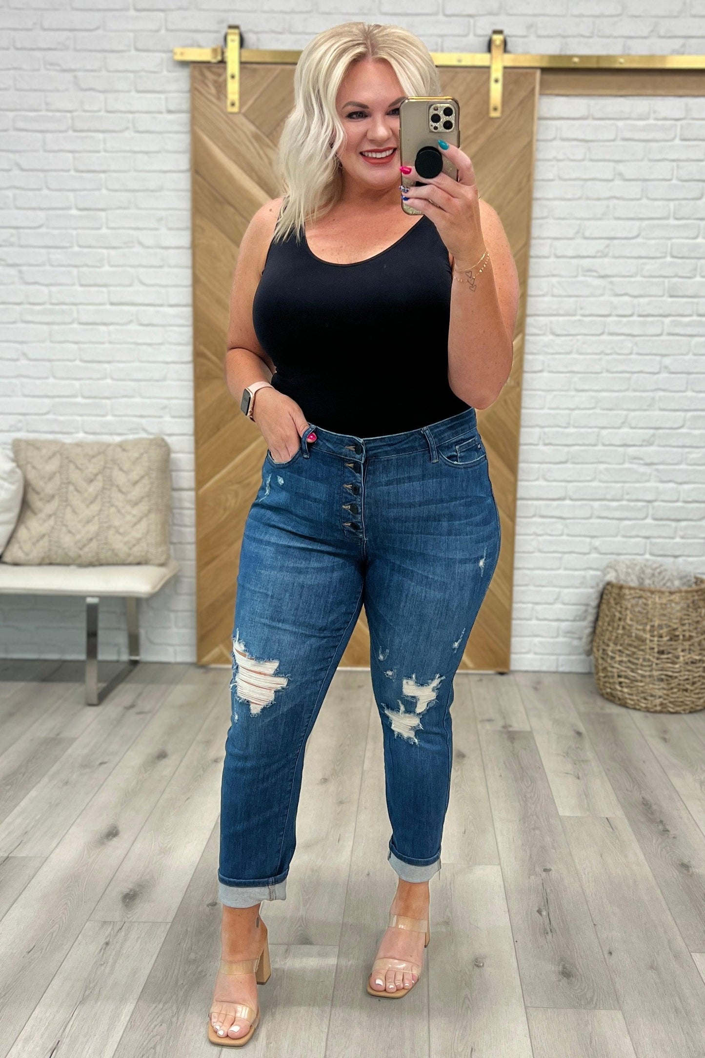 Colt High Rise Button Fly Distressed Boyfriend Jeans - Waverly Paige Boutique
