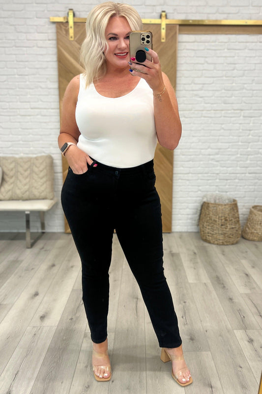 Edith Mid Rise Classic Slim Jeans in Black - Waverly Paige Boutique