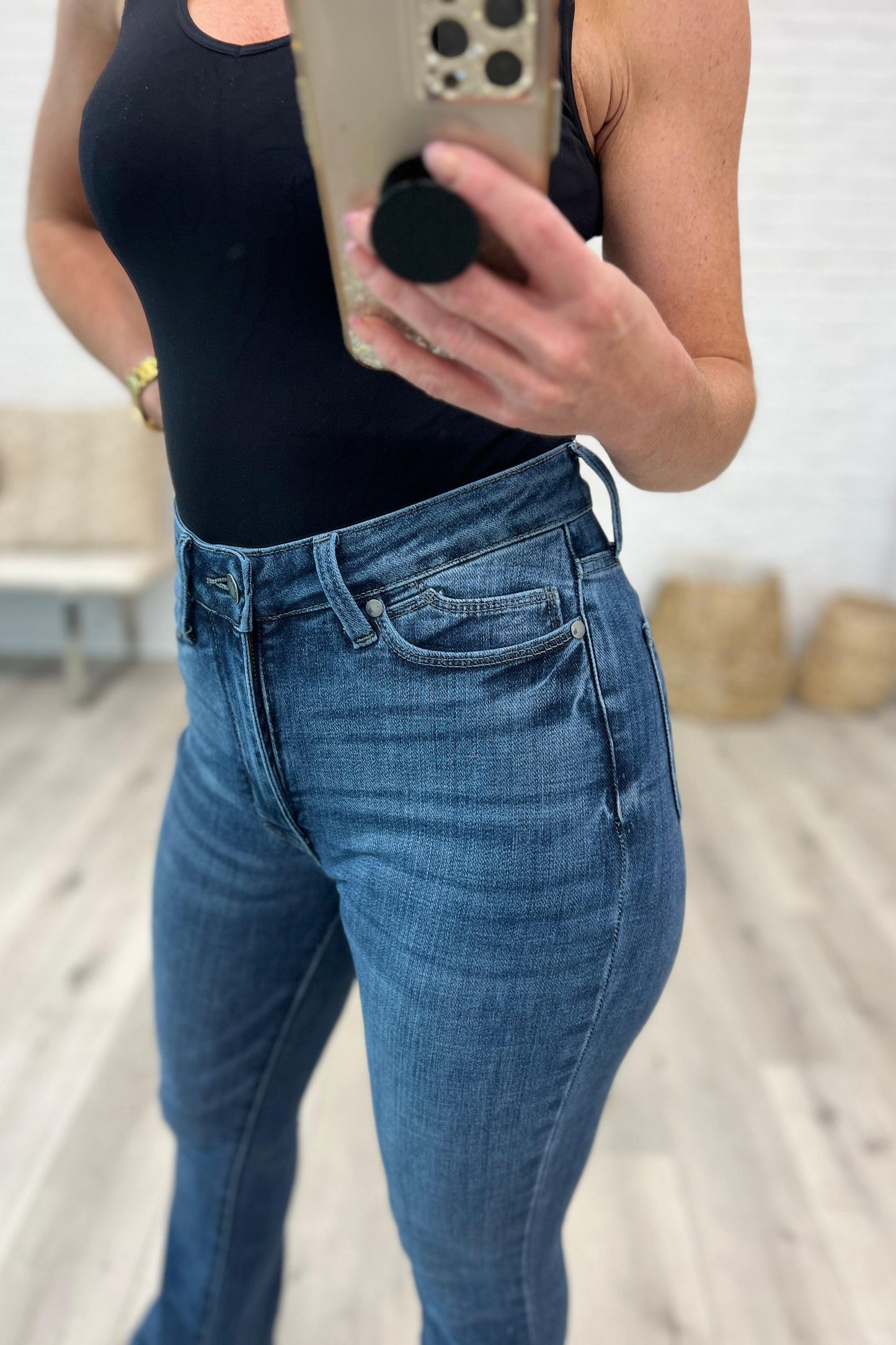Augusta High Rise Control Top Slit Hem Bootcut - Waverly Paige Boutique