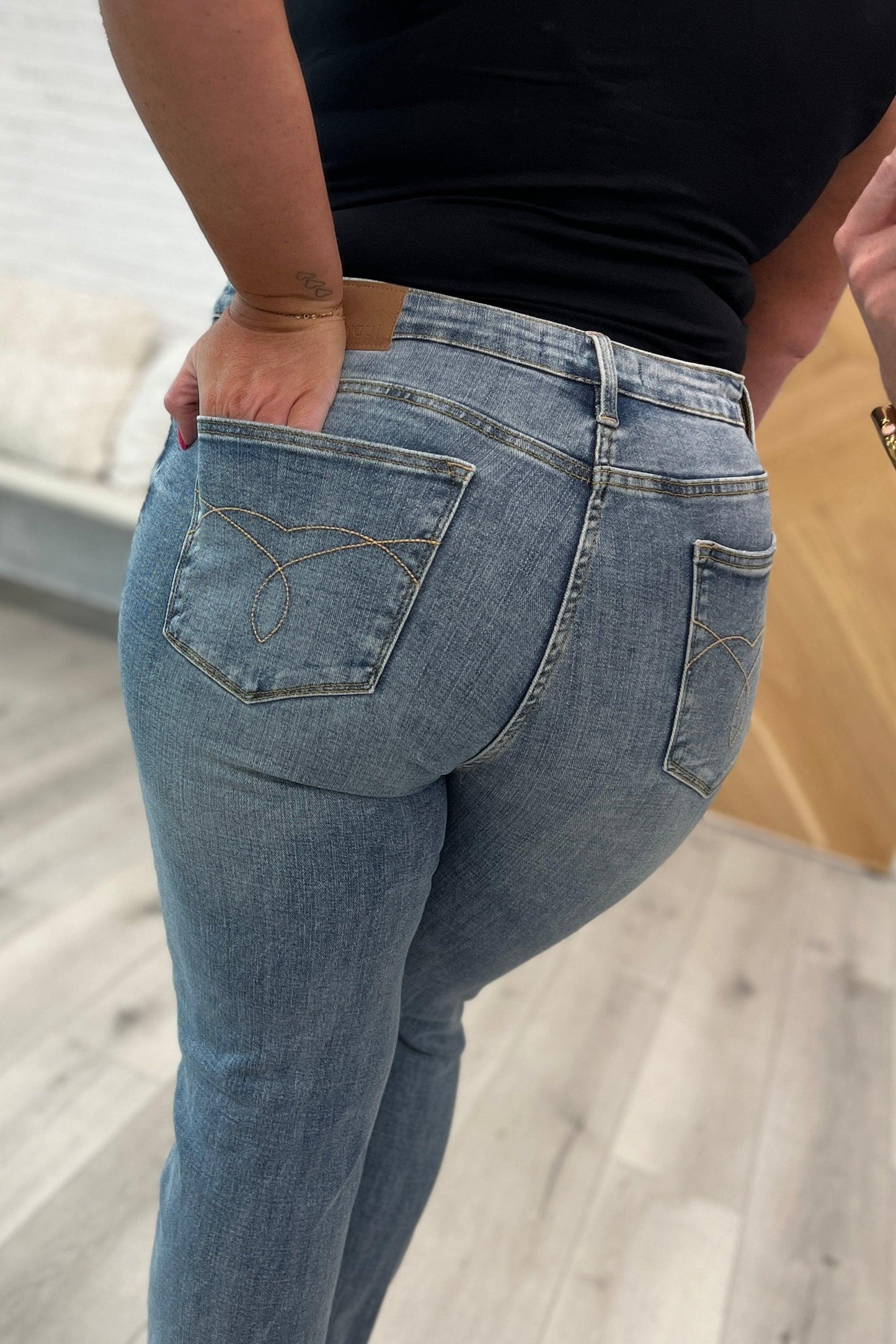 Elodie Mid Rise Distressed Boyfriend Jeans - Waverly Paige Boutique