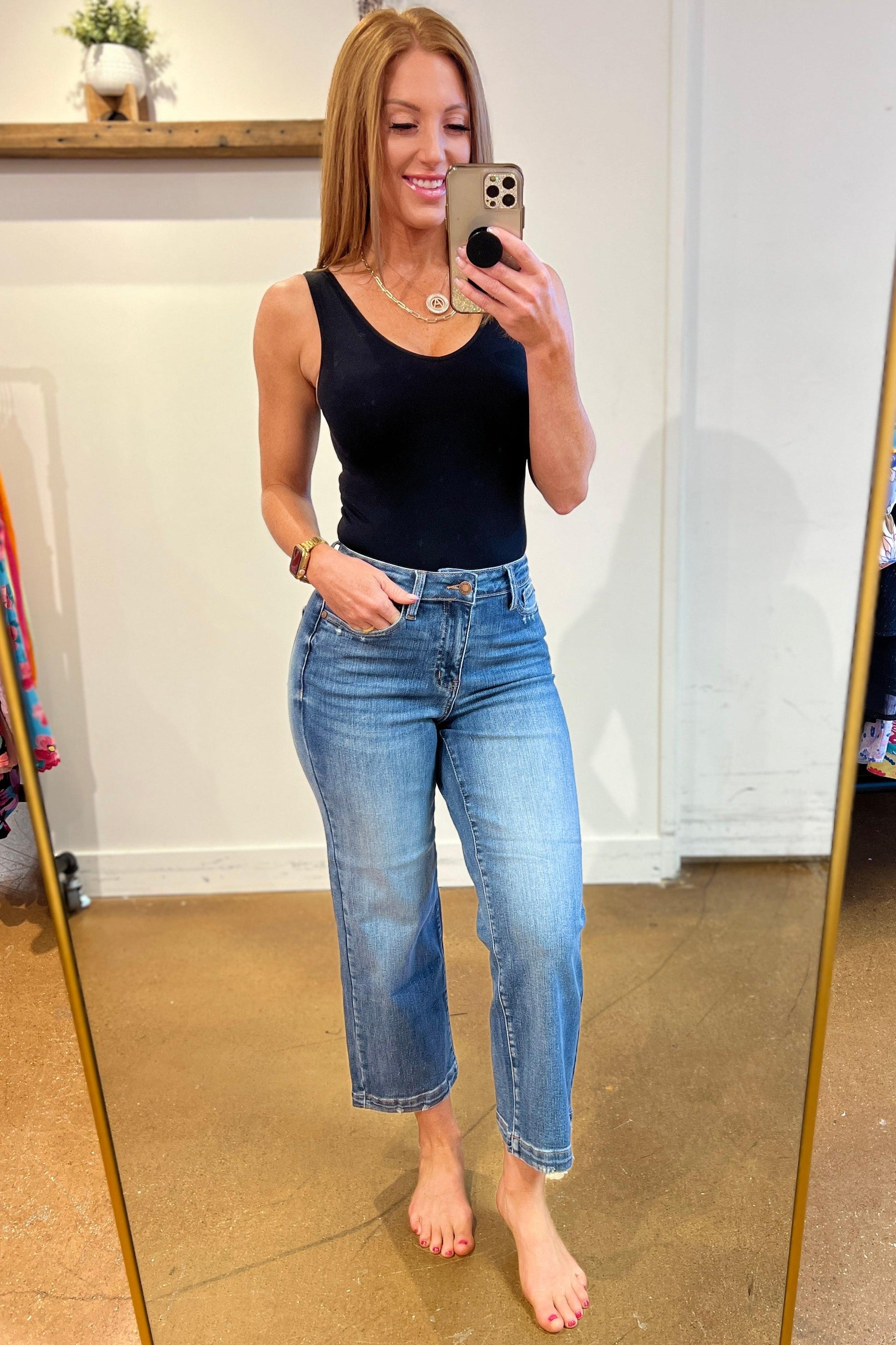 Betty High Rise Vintage Wash Wide Leg Crop Jeans - Waverly Paige Boutique