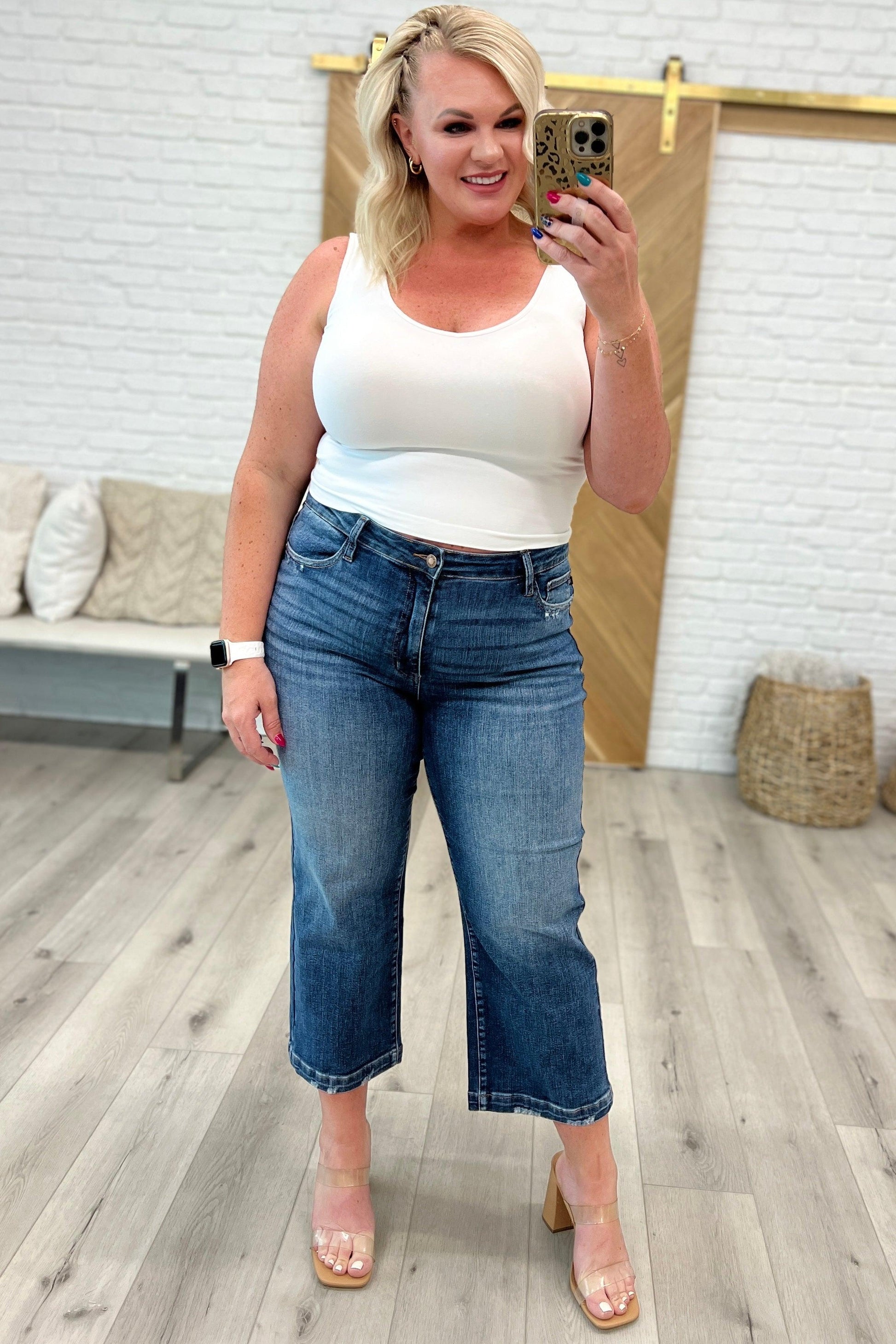 Betty High Rise Vintage Wash Wide Leg Crop Jeans - Waverly Paige Boutique