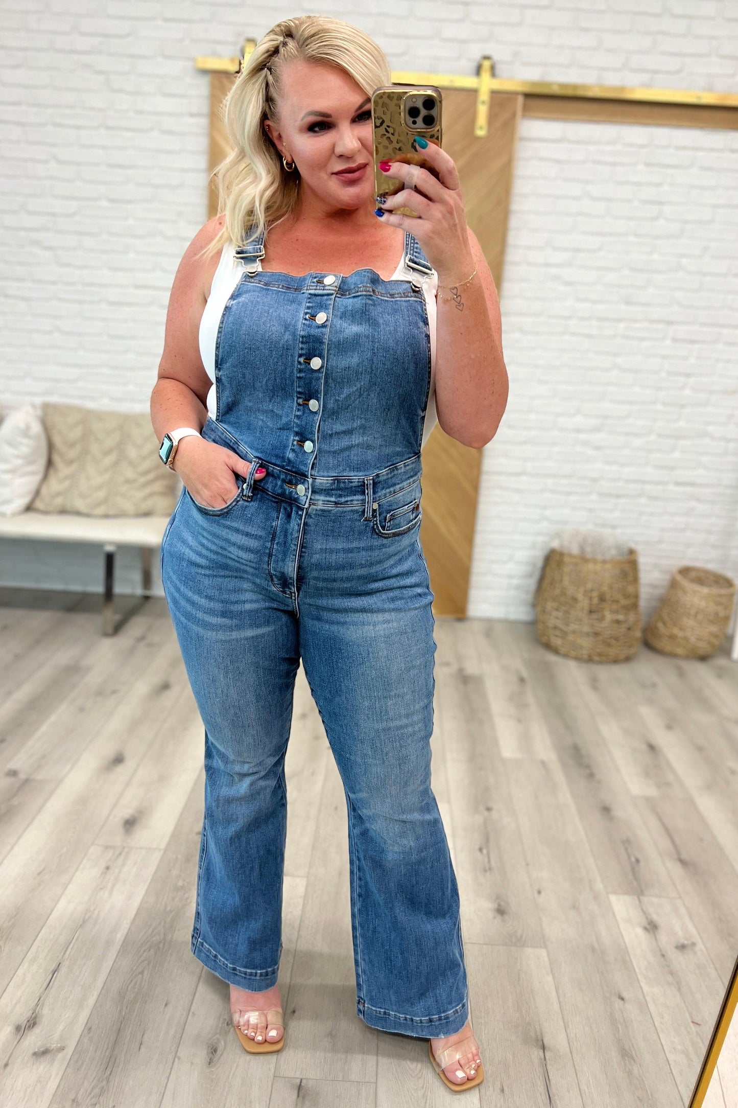 Izzy Control Top Retro Flare Overalls - Waverly Paige Boutique