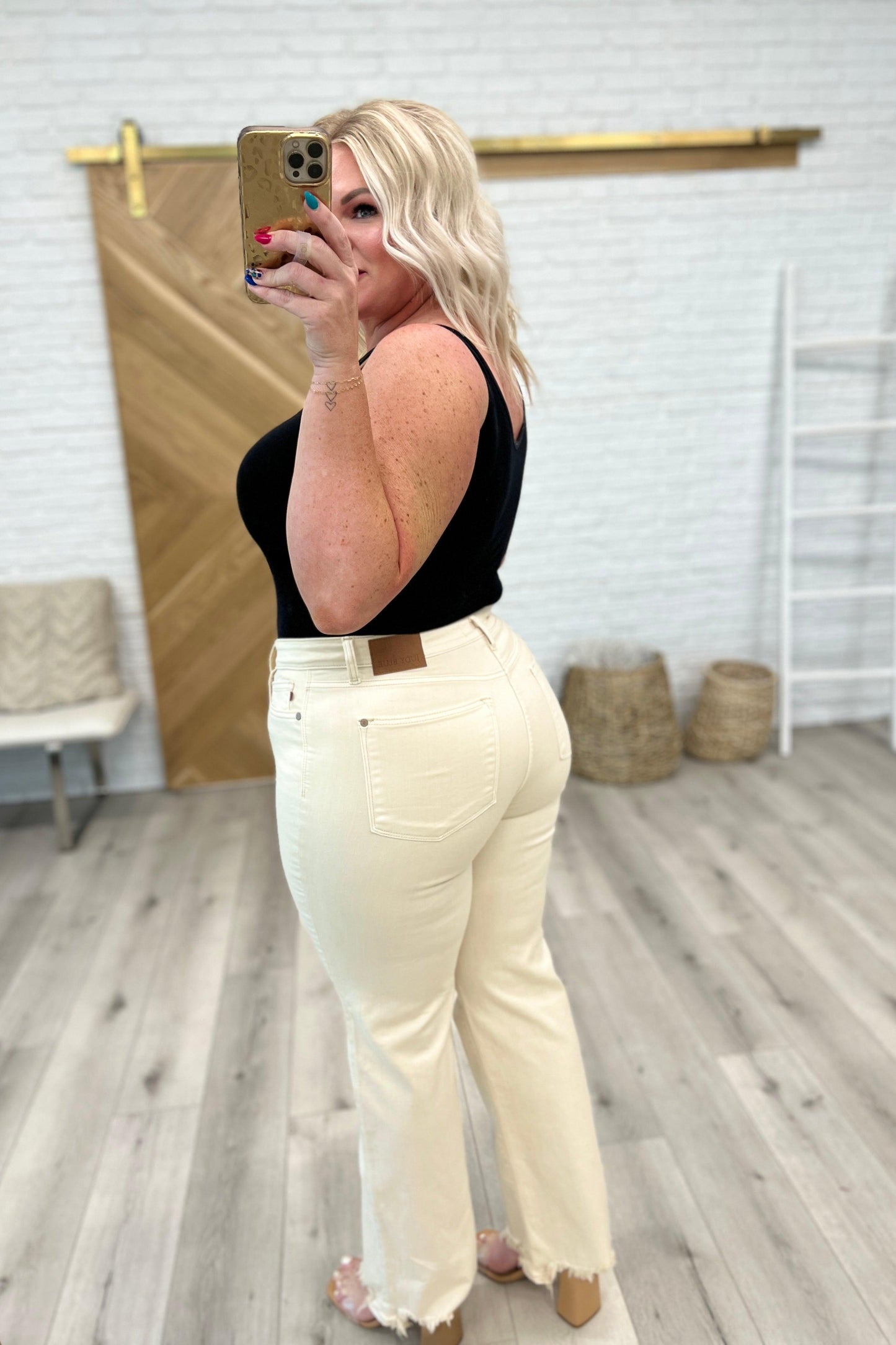 Alice High Rise Over Dyed 90's Straight Jeans in Light Khaki - Waverly Paige Boutique