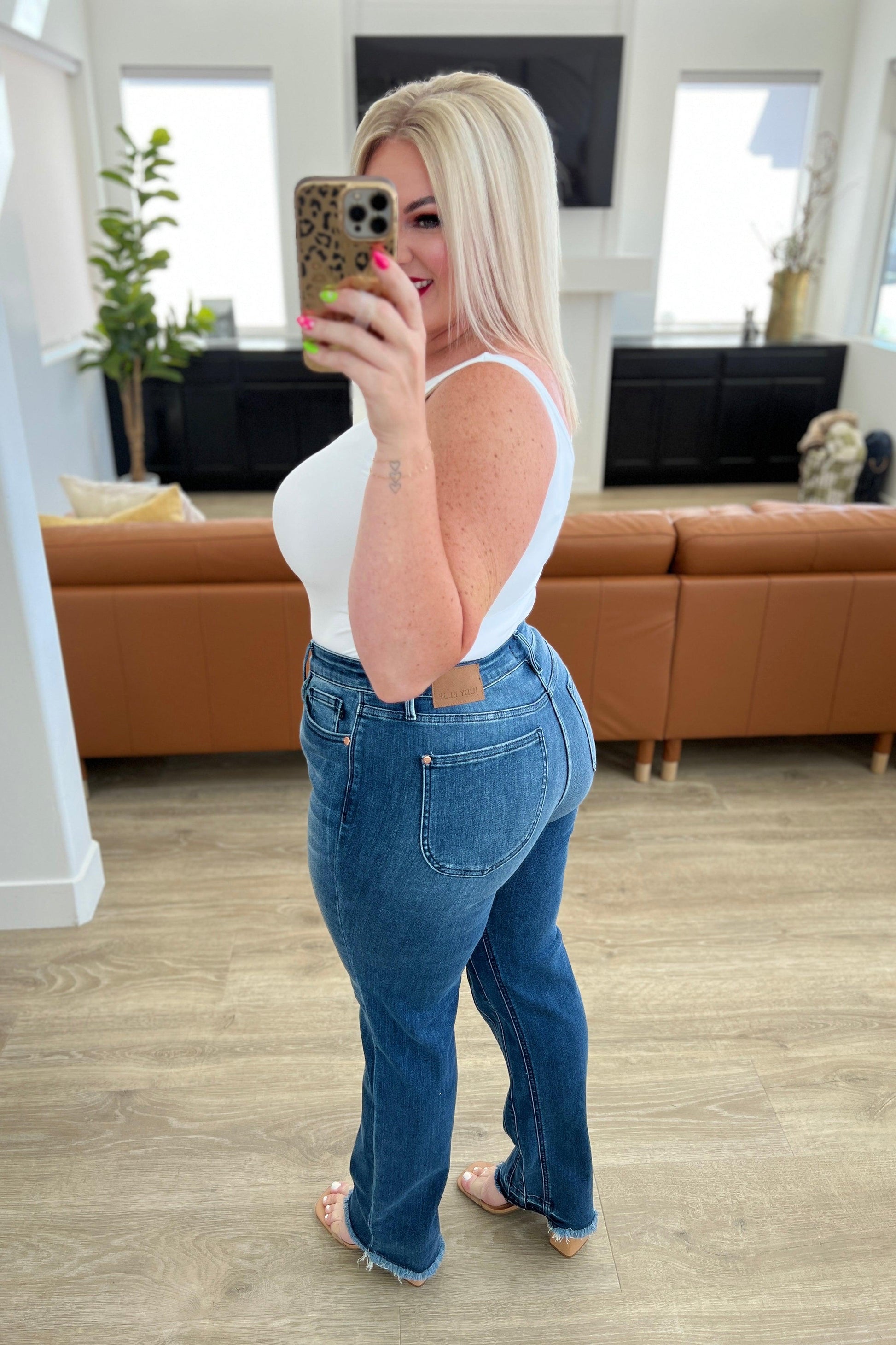 Ruth High Rise Release Hem Straight Jeans - Waverly Paige Boutique