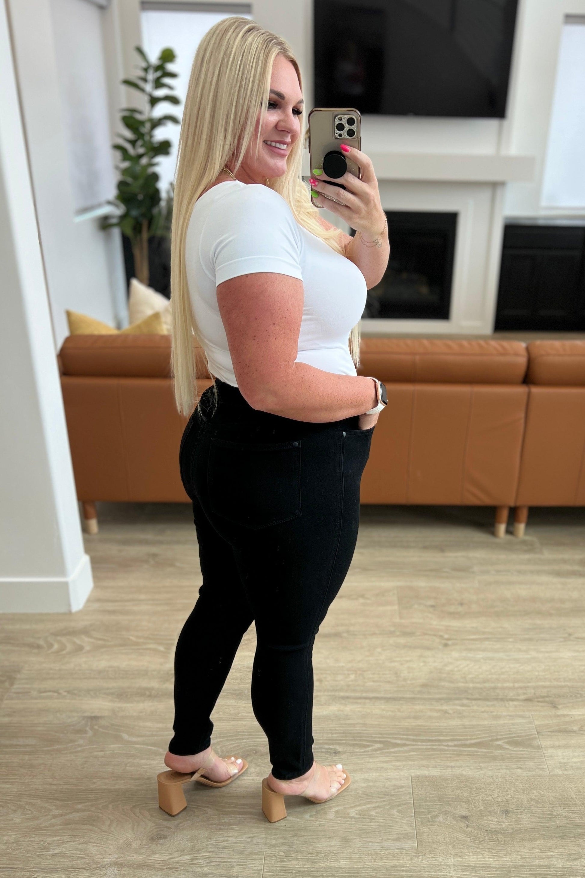 Audrey High Rise Control Top Classic Skinny Jeans in Black - Waverly Paige Boutique