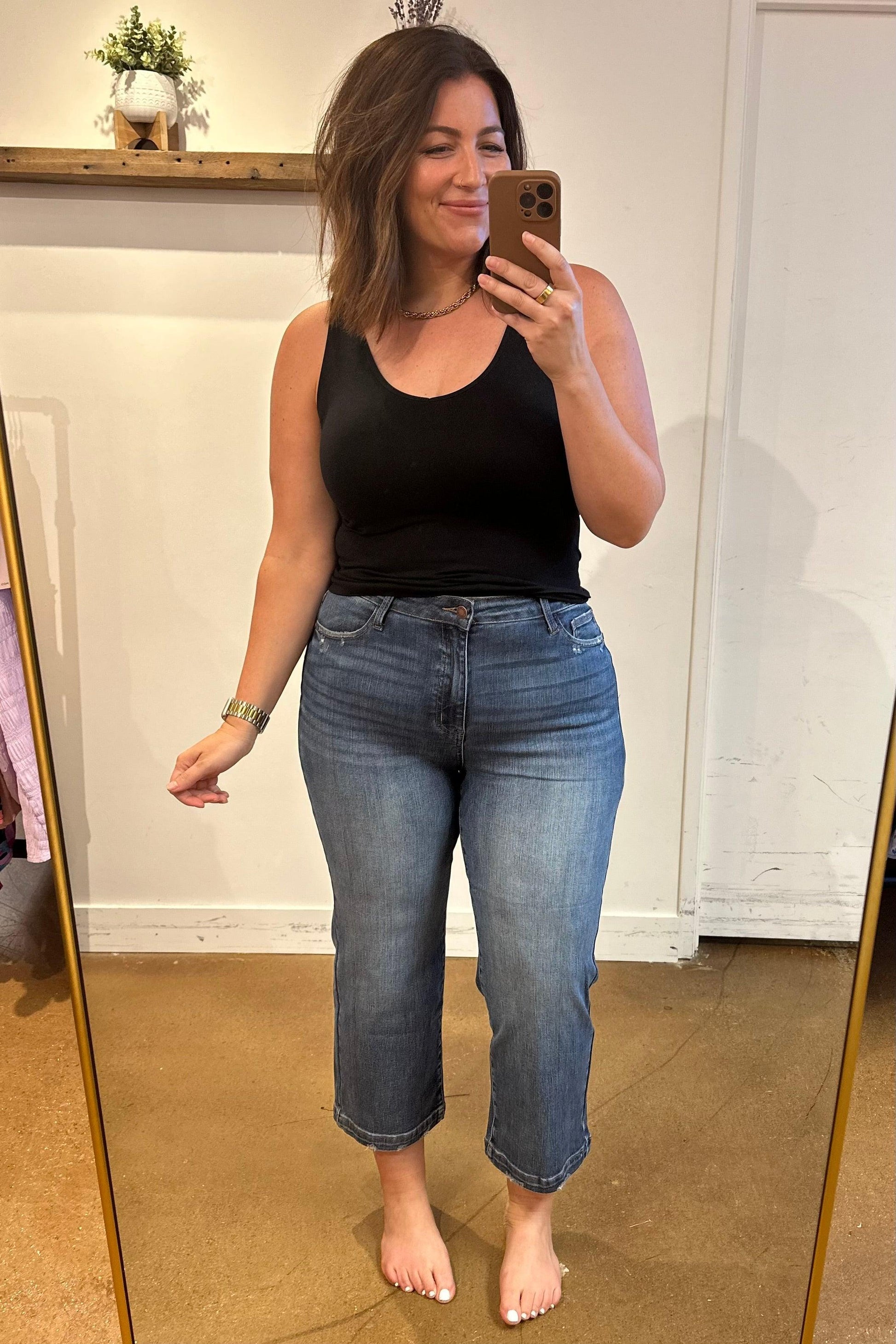 Betty High Rise Vintage Wash Wide Leg Crop Jeans - Waverly Paige Boutique