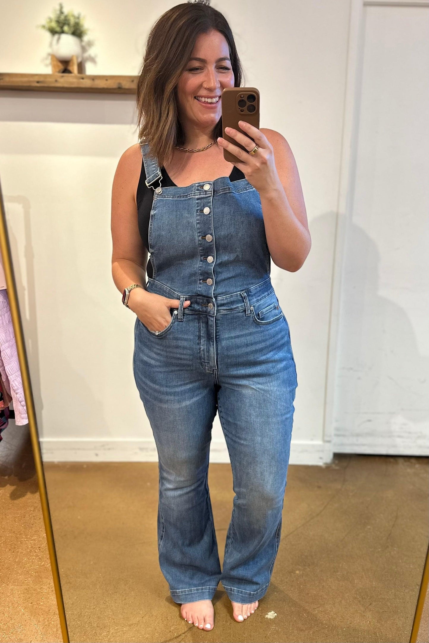Izzy Control Top Retro Flare Overalls - Waverly Paige Boutique