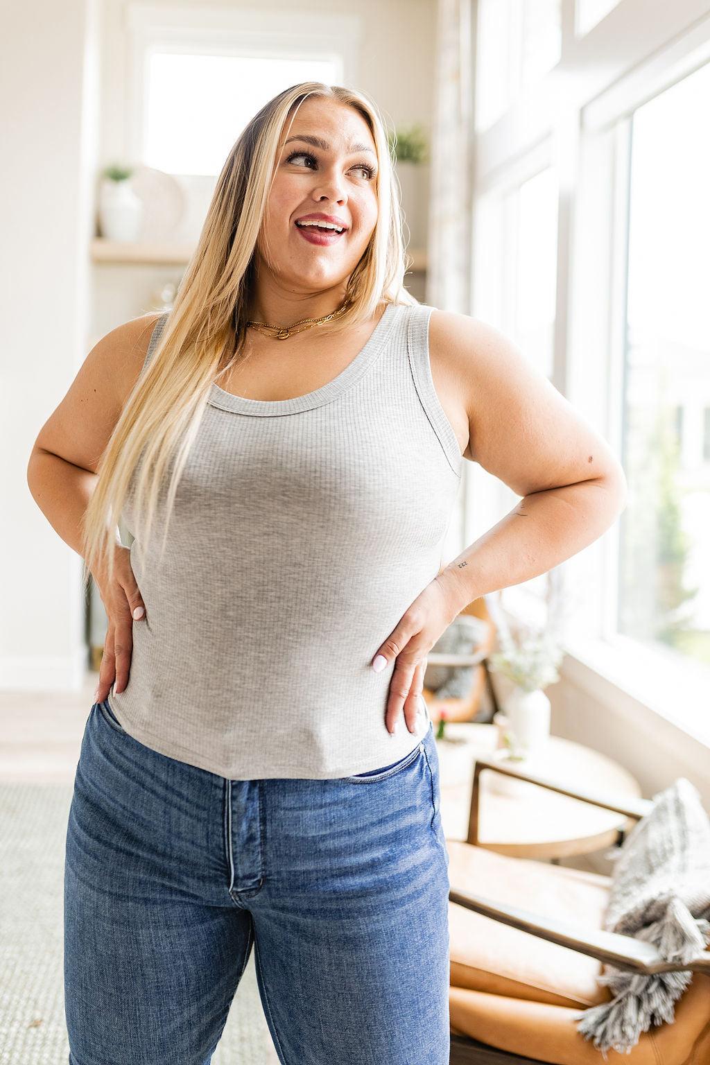 Just One More Ribbed Tank in Heather Grey - Waverly Paige Boutique