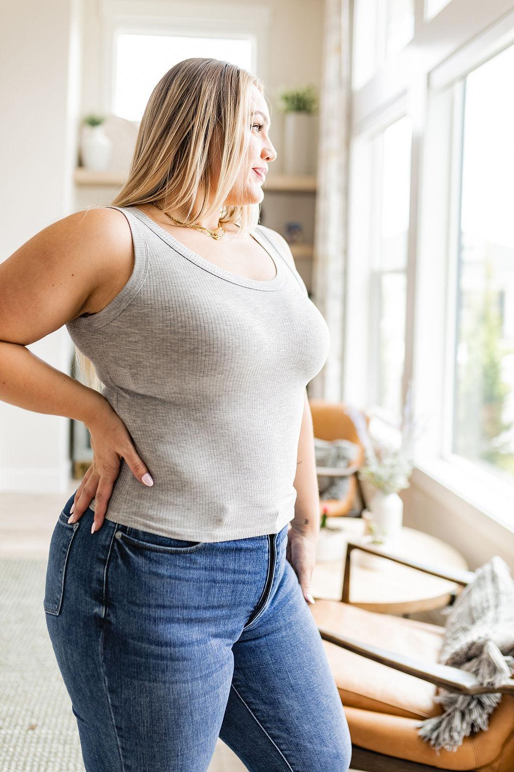 Just One More Ribbed Tank in Heather Grey - Waverly Paige Boutique