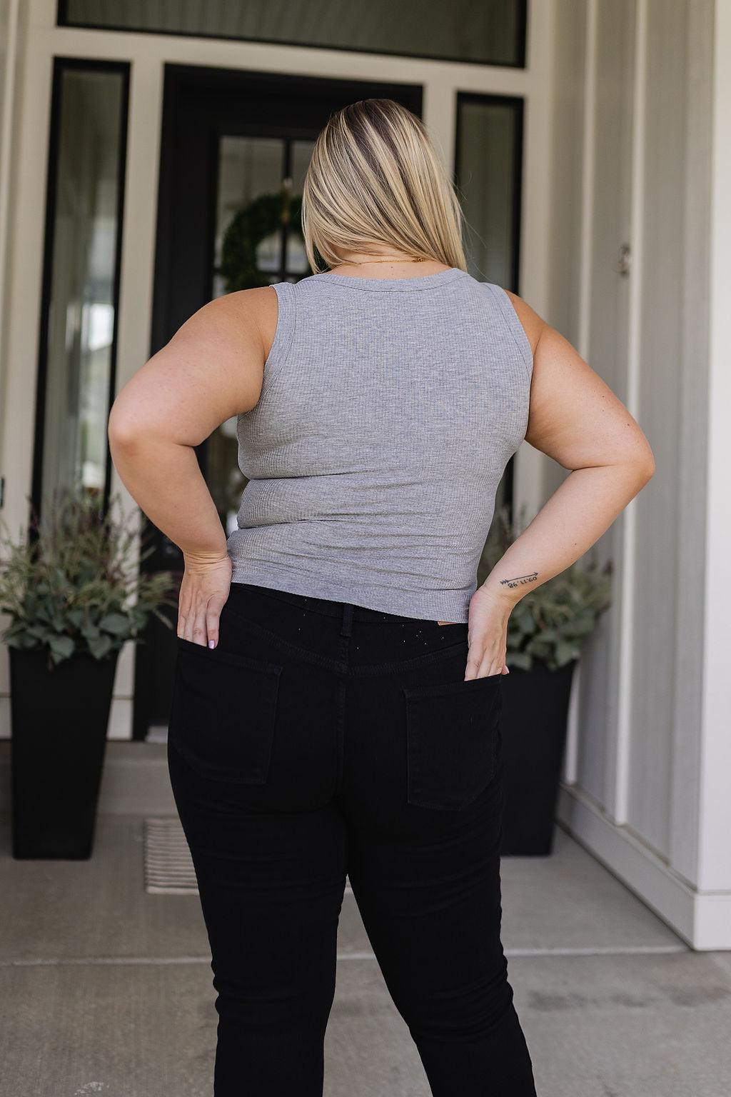 Just One More Ribbed Tank in Heather Grey - Waverly Paige Boutique