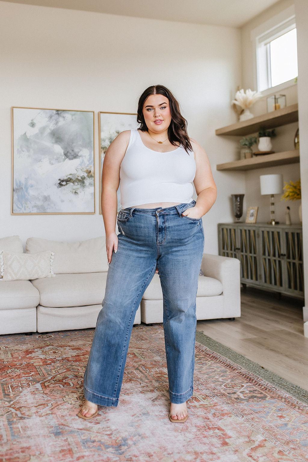 Katrina High Waist Distressed Denim Trousers - Waverly Paige Boutique