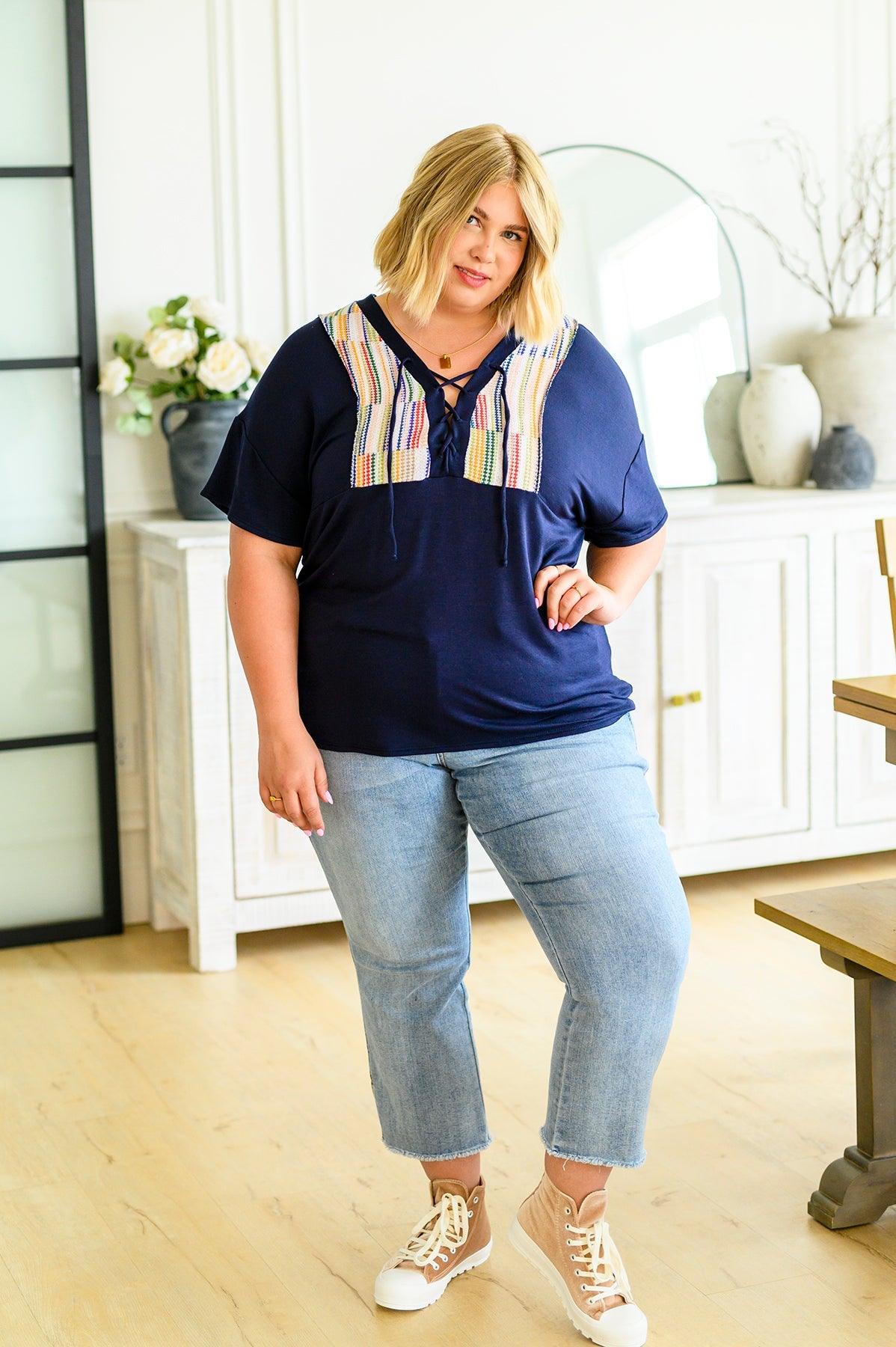 Laid Back Lace Up Top - Waverly Paige Boutique