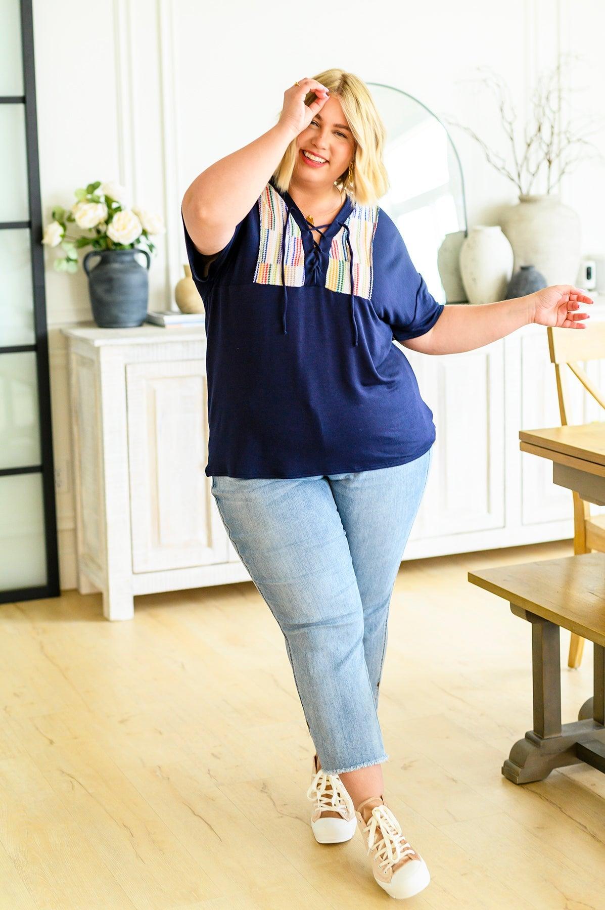 Laid Back Lace Up Top - Waverly Paige Boutique