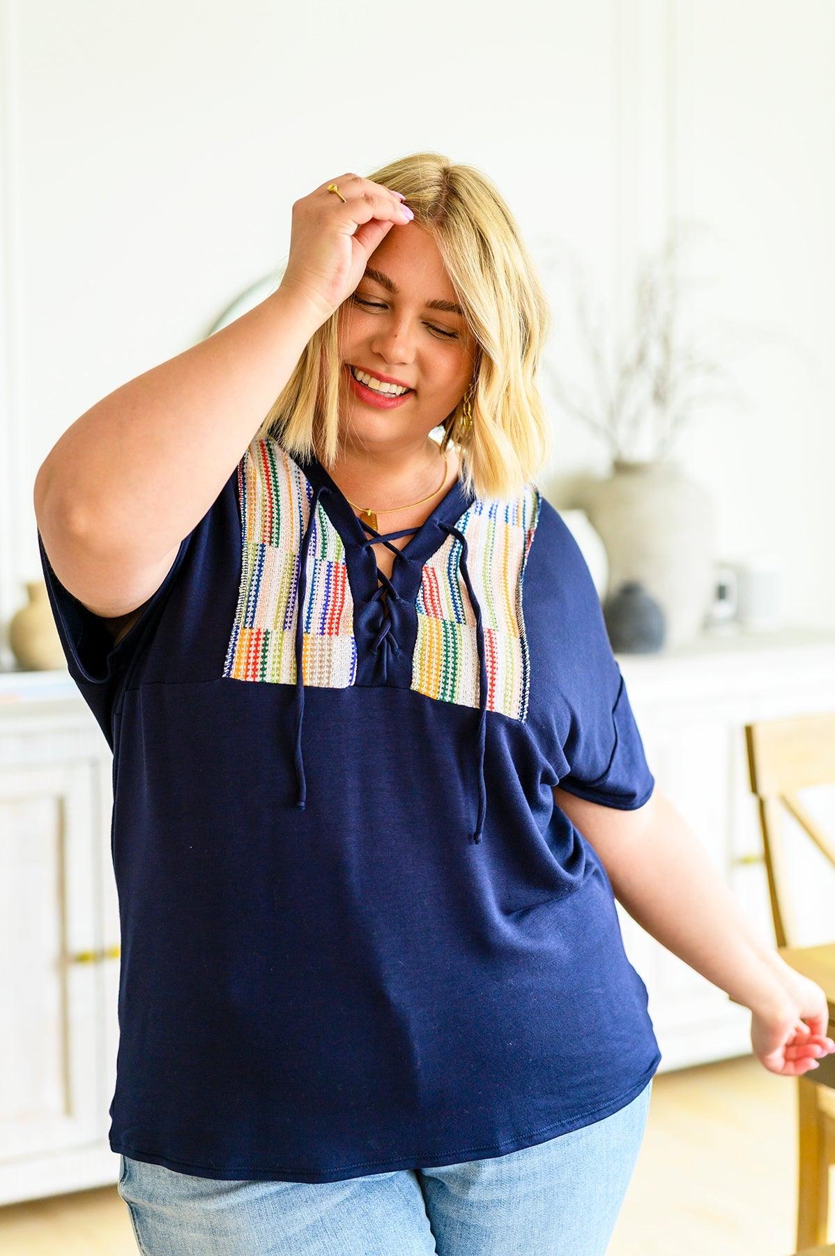 Laid Back Lace Up Top - Waverly Paige Boutique