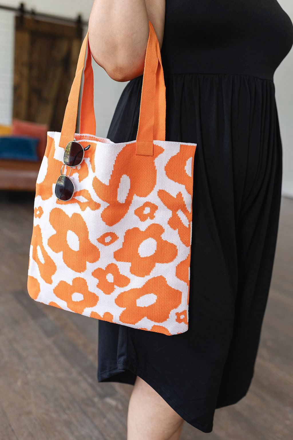 Lazy Daisy Knit Bag in Orange - Waverly Paige Boutique