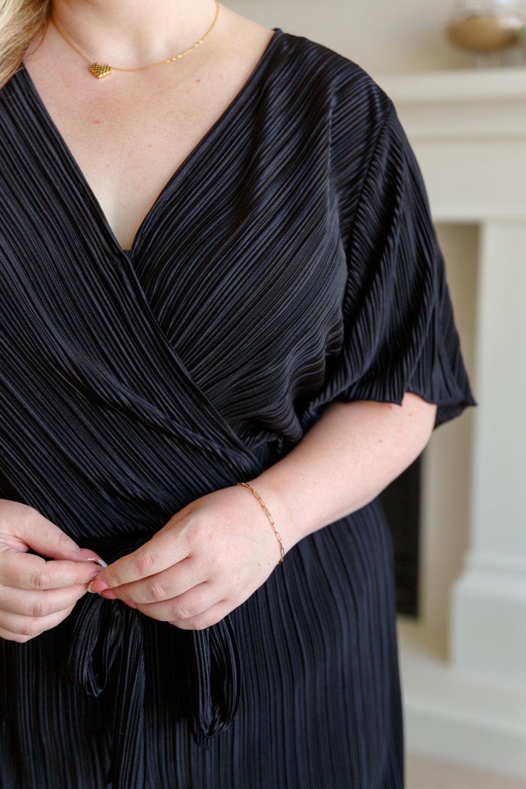 Lovely Life Plisse Romper in Black - Waverly Paige Boutique